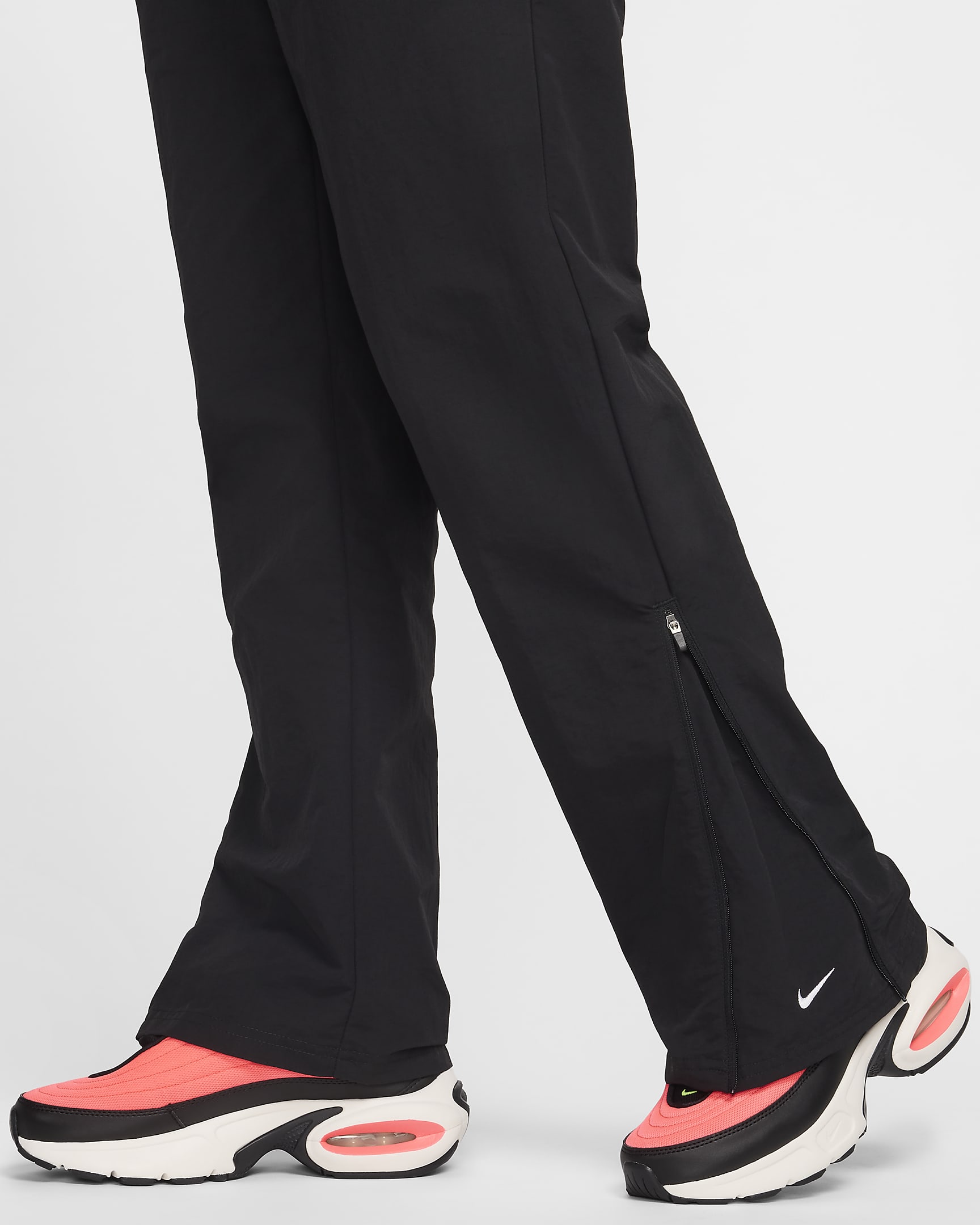 Nike Sportswear Essential Women's UV High-Waisted Open-Hem Zip Trousers - Black/White