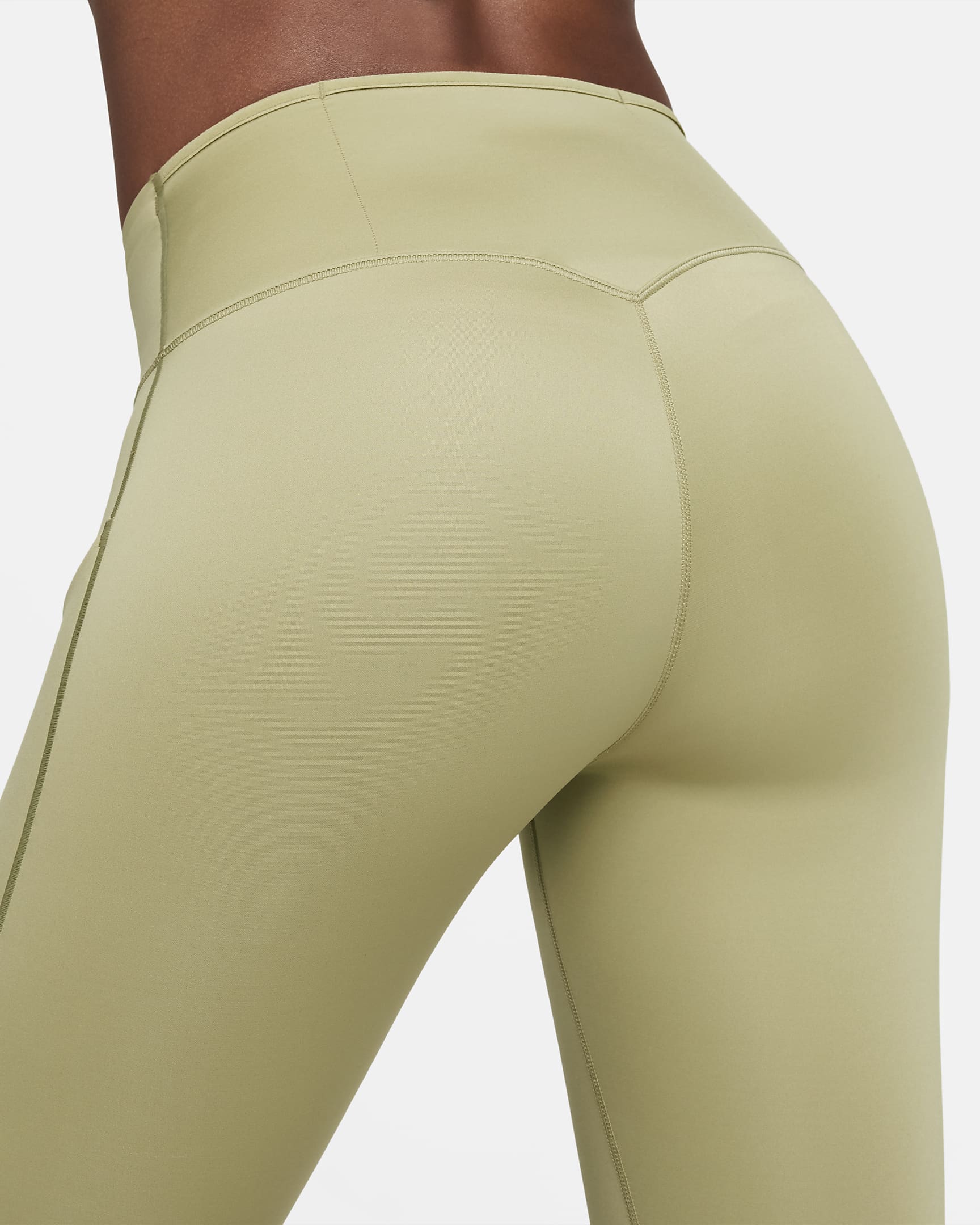 Nike Go 7/8-legging met halfhoge taille, complete ondersteuning en zakken voor dames - Neutral Olive/Zwart