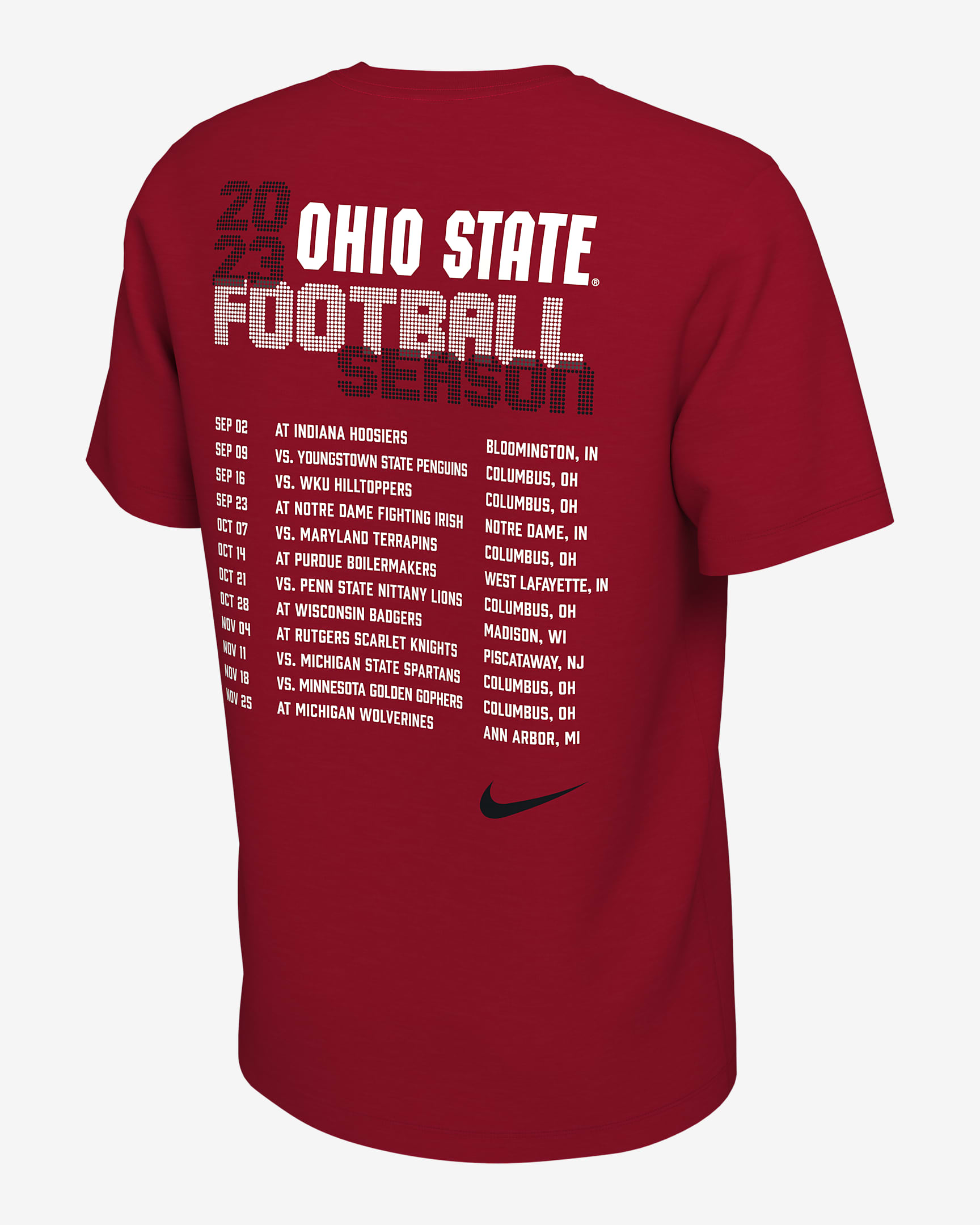 Ohio State Schedule Men's Nike College T-Shirt - University Red