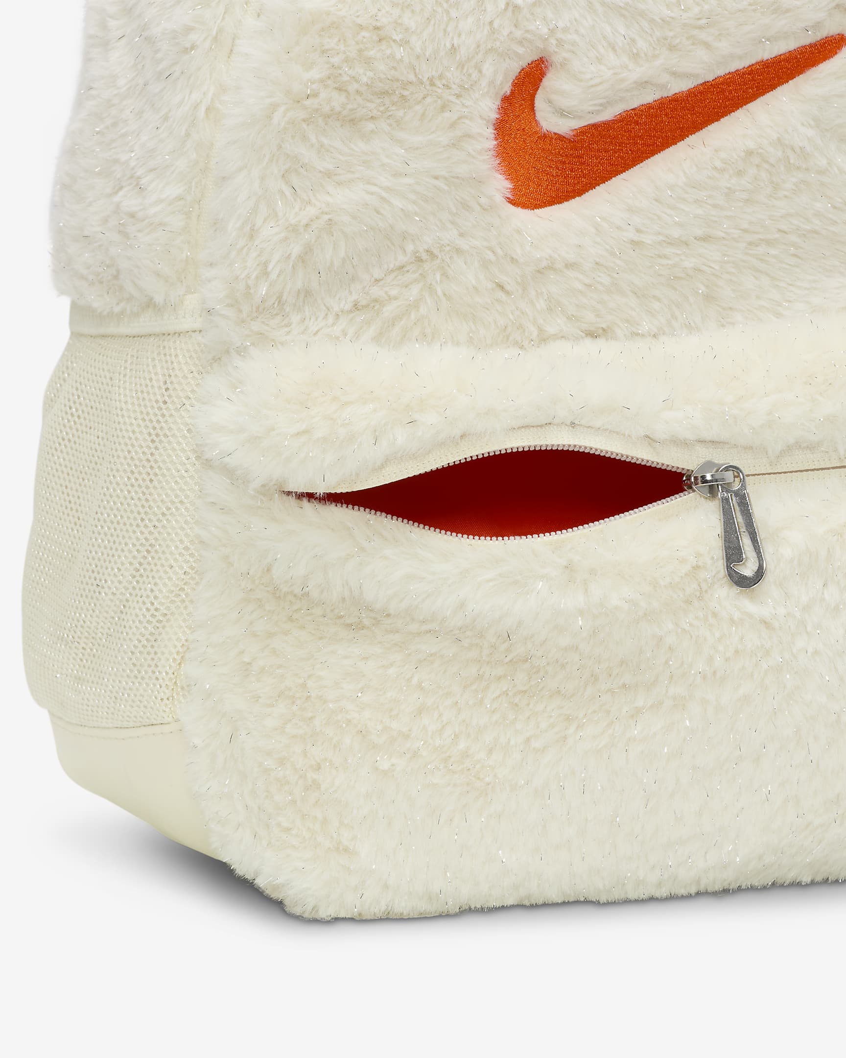 Nike Older Kids' Faux Fur Backpack (11L) - Coconut Milk/Coconut Milk/Safety Orange