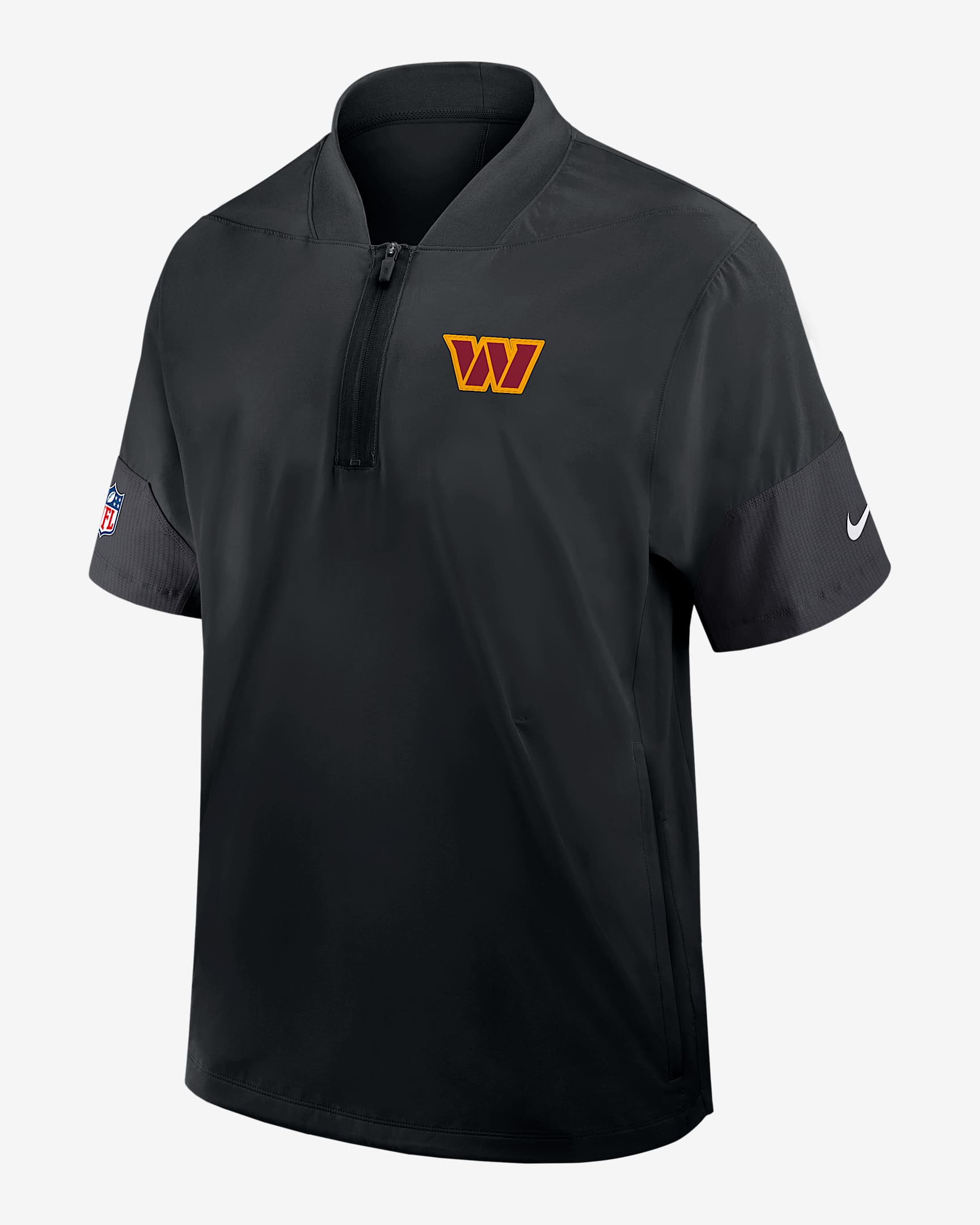 Washington Commanders Sideline Coach Men's Nike NFL 1/2-Zip Short-Sleeve Hooded Jacket - Black