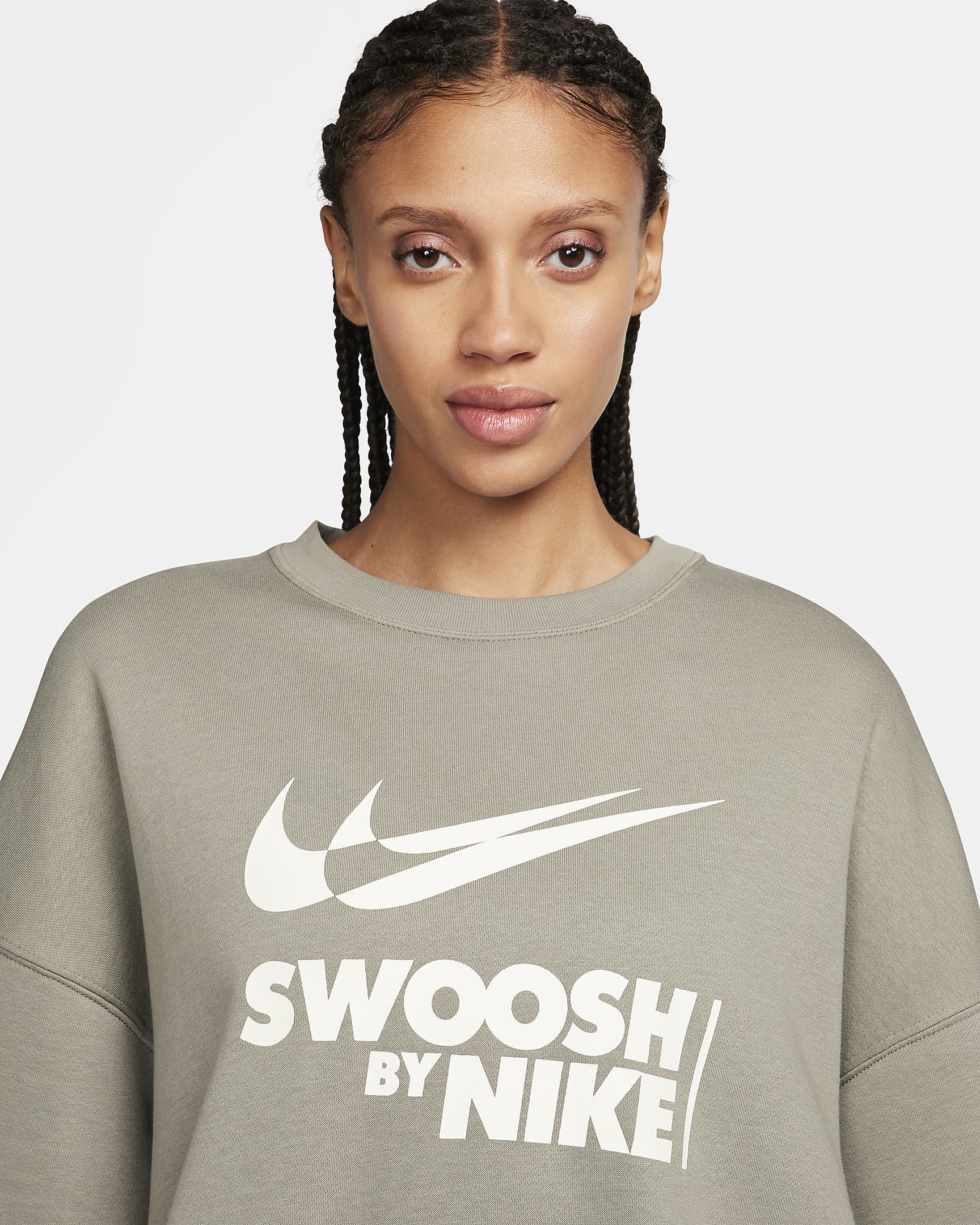 Nike Sportswear extragroßes Fleece-Sweatshirt mit Rundhalsausschnitt für Damen - Dark Stucco/Sail