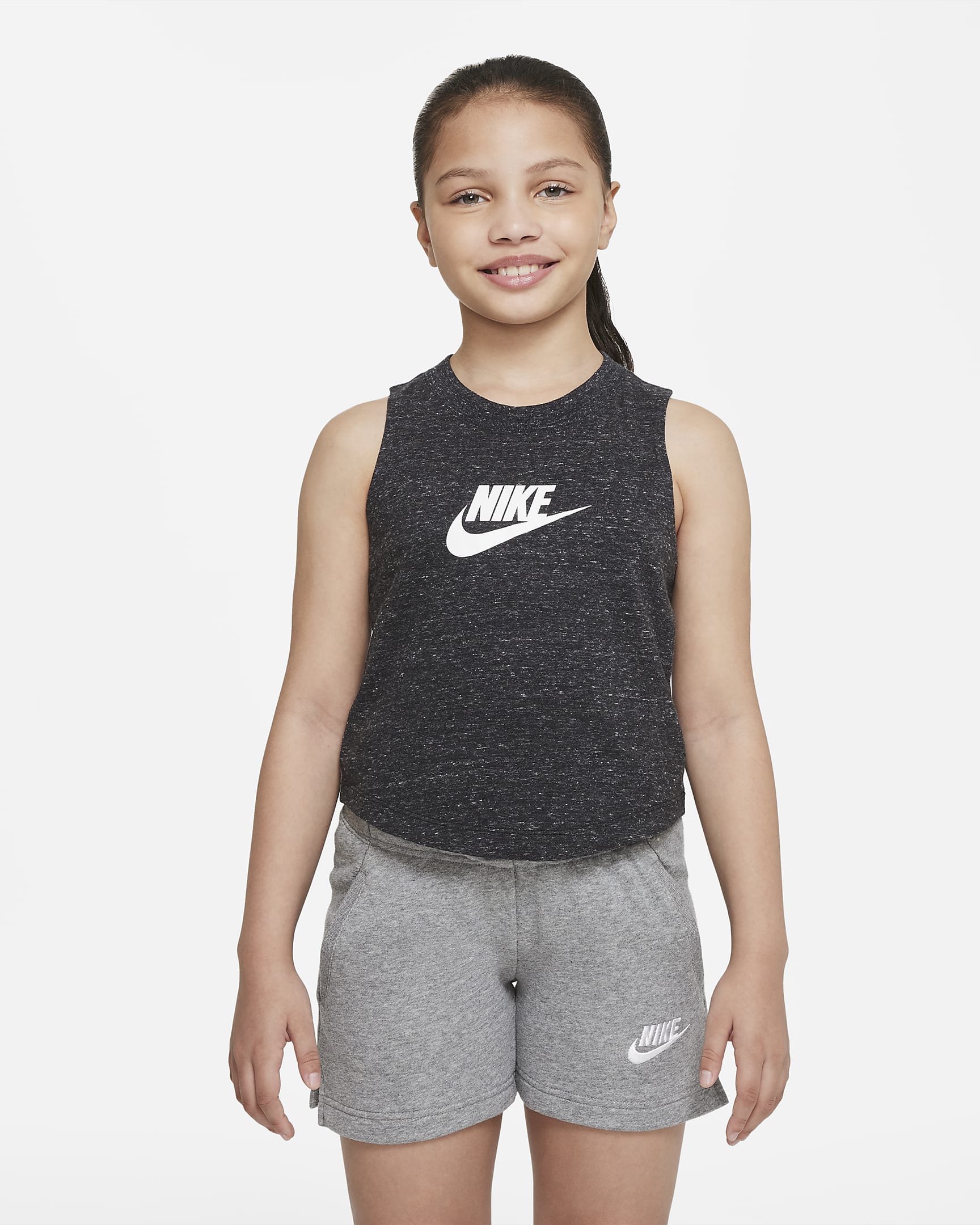 Nike Sportswear Older Kids' (Girls') Jersey Tank - Black/Heather/White