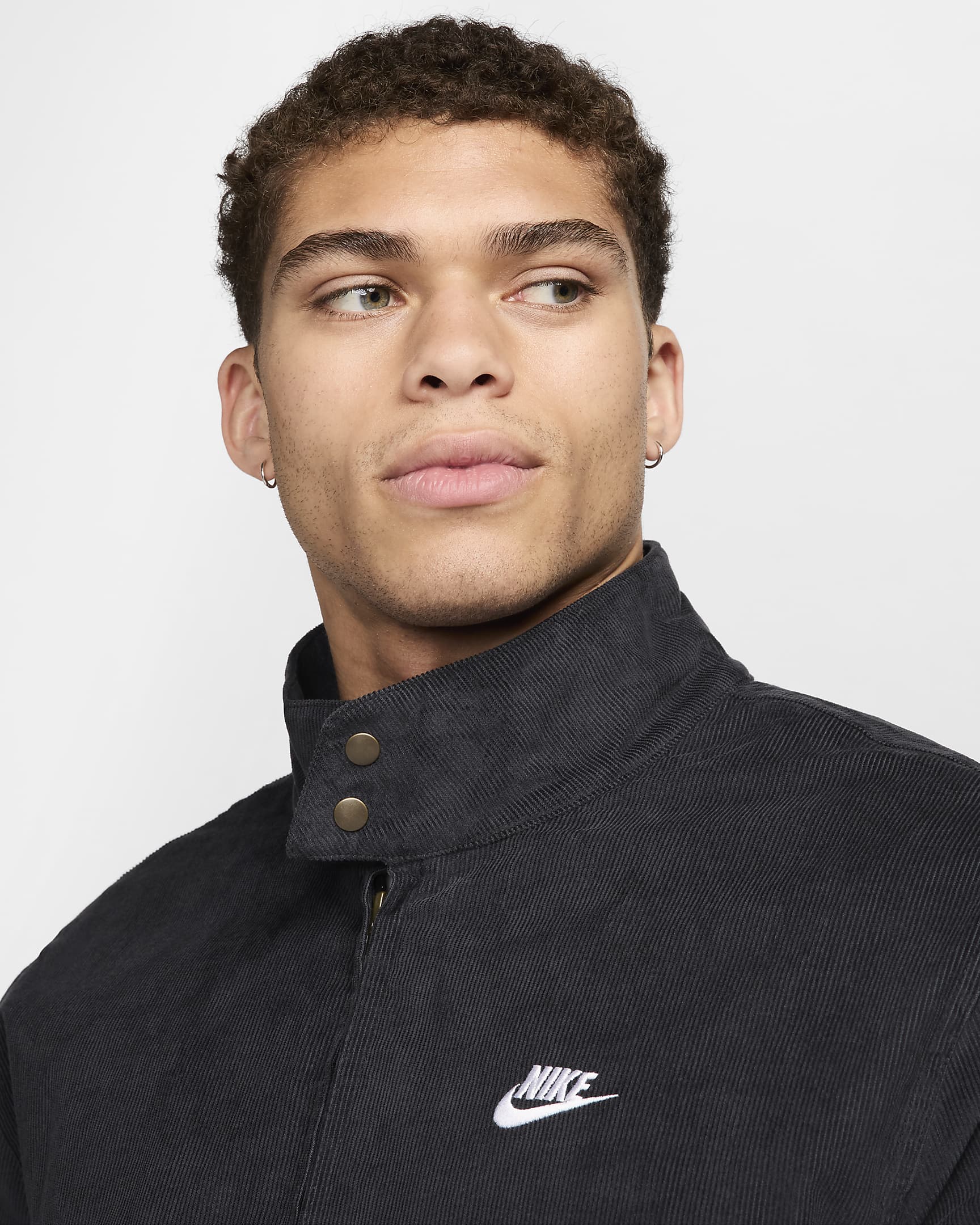 Veste Harrington en velours côtelé Nike Sportswear Club pour homme - Noir/Blanc