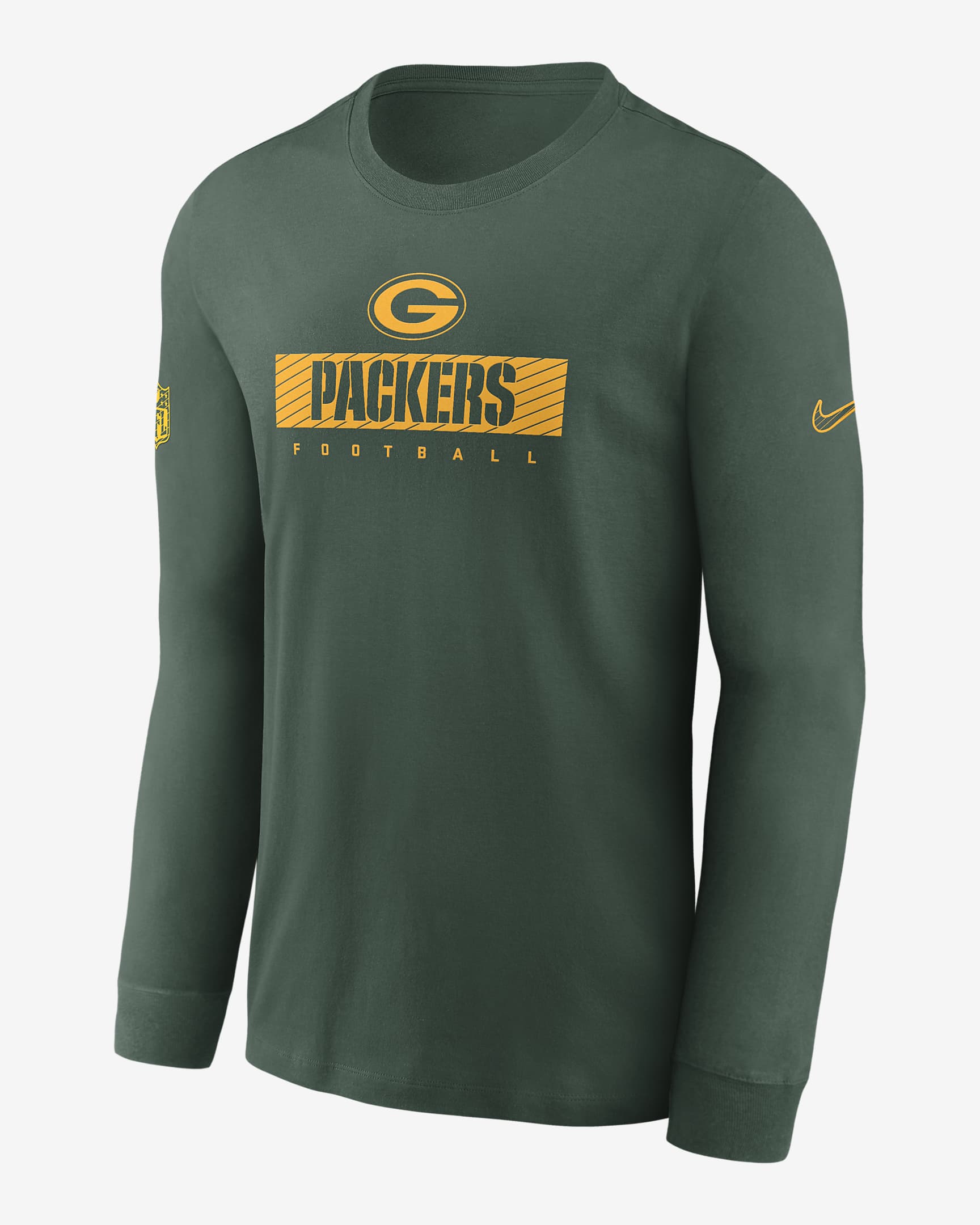 Green Bay Packers Sideline Team Issue Men's Nike Dri-FIT NFL Long-Sleeve T-Shirt - Hunter Green