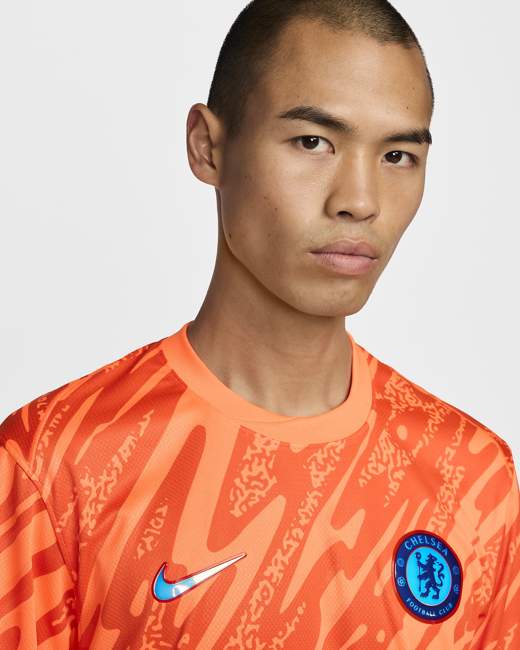 Chelsea FC 2024/25 Stadium Goalkeeper Men's Nike Dri-FIT Soccer Replica Short-Sleeve Jersey - Total Orange/Safety Orange/Rush Blue