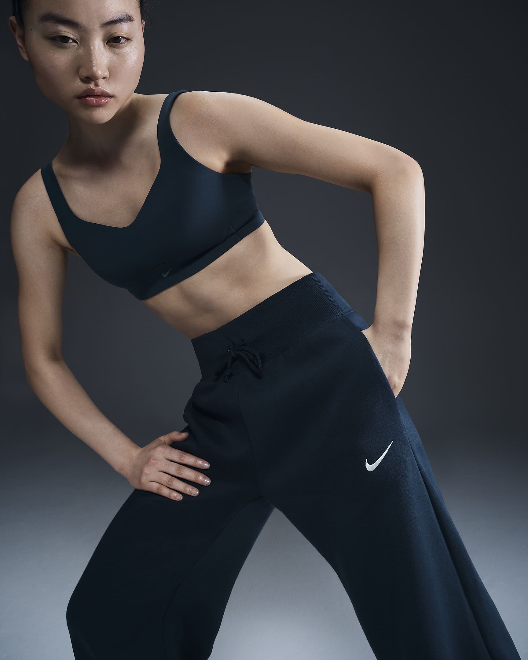 Nike Sportswear Phoenix Fleece Women's High-Waisted Wide-Leg Sweatpants - Armory Navy/Sail