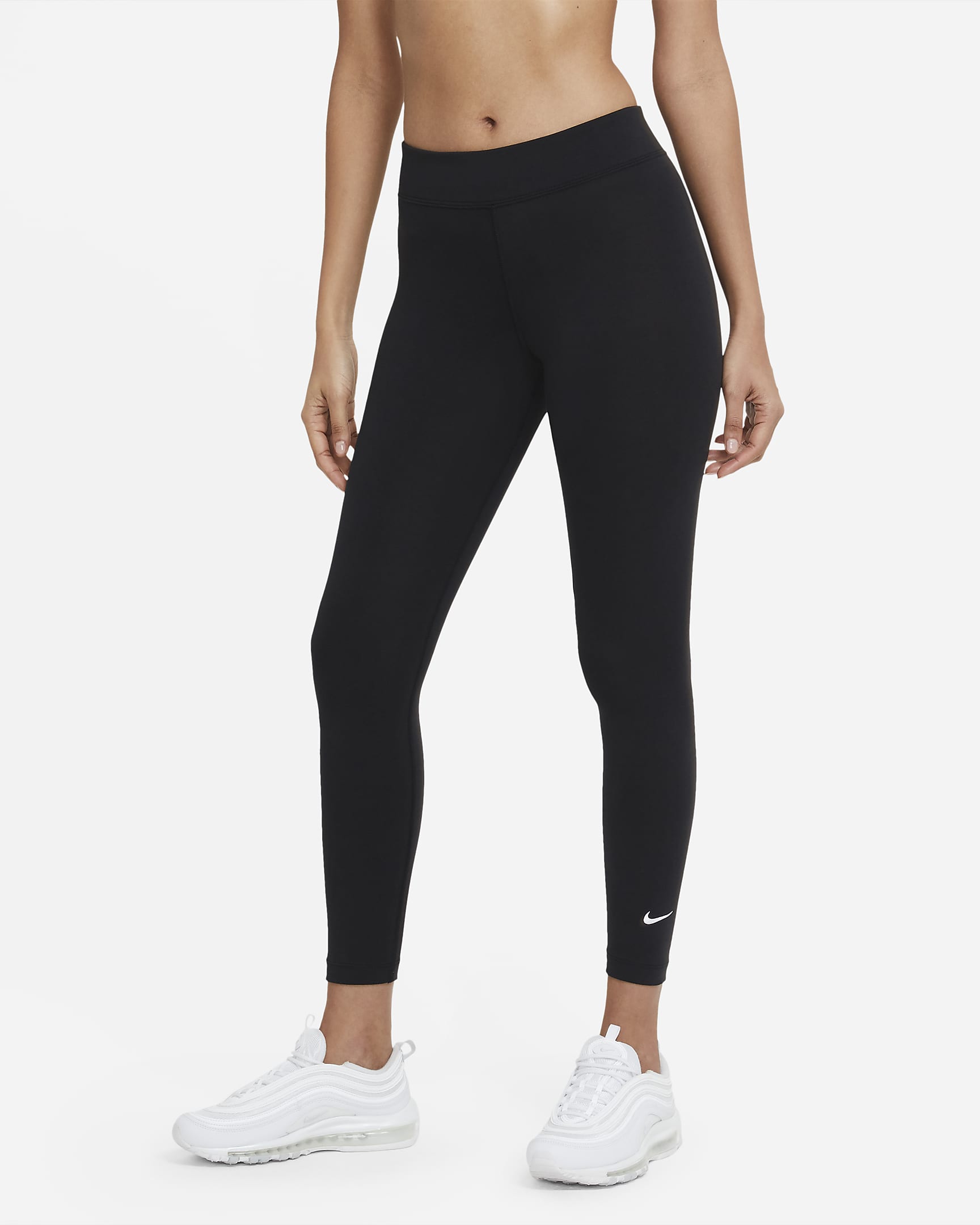 Nike Sportswear Essential 7/8-Leggings mit mittelhohem Bund für Damen - Schwarz/Weiß