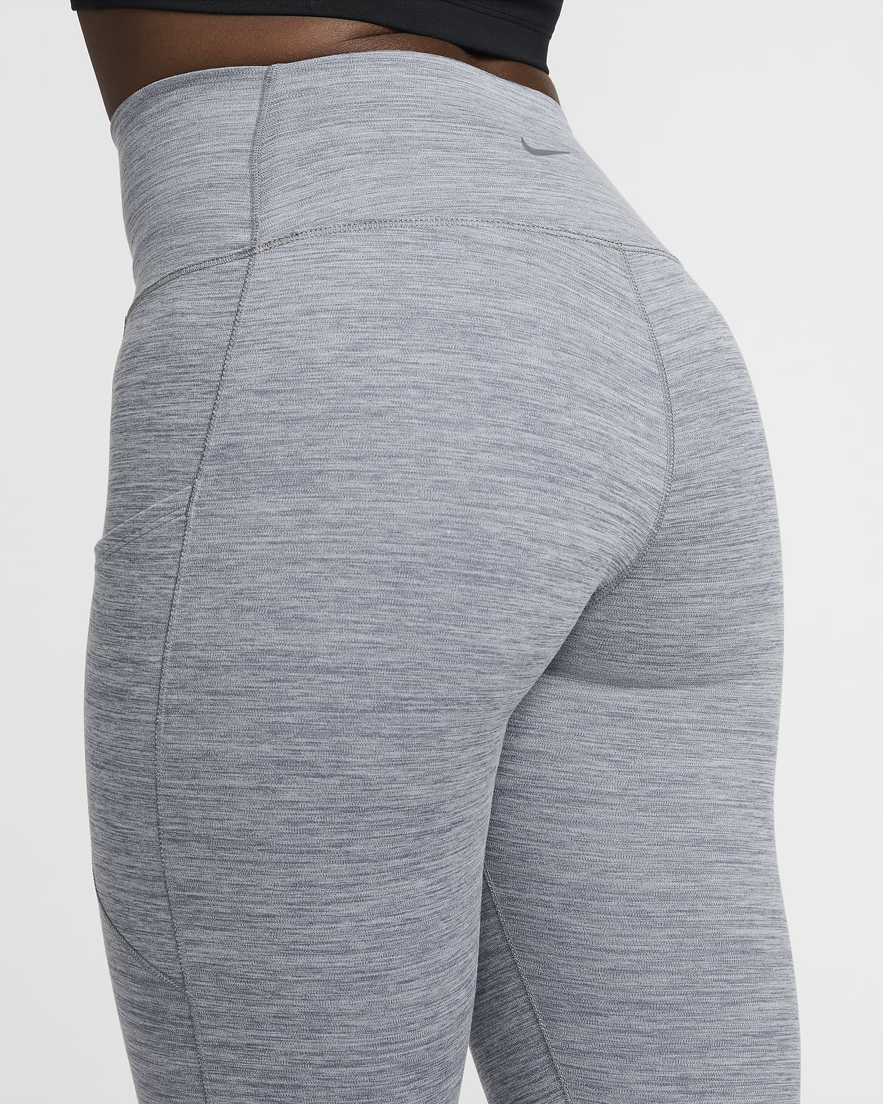 Leggings tiro alto de 7/8 con bolsillos para mujer Nike One - Gris humo/Jaspeado/Negro