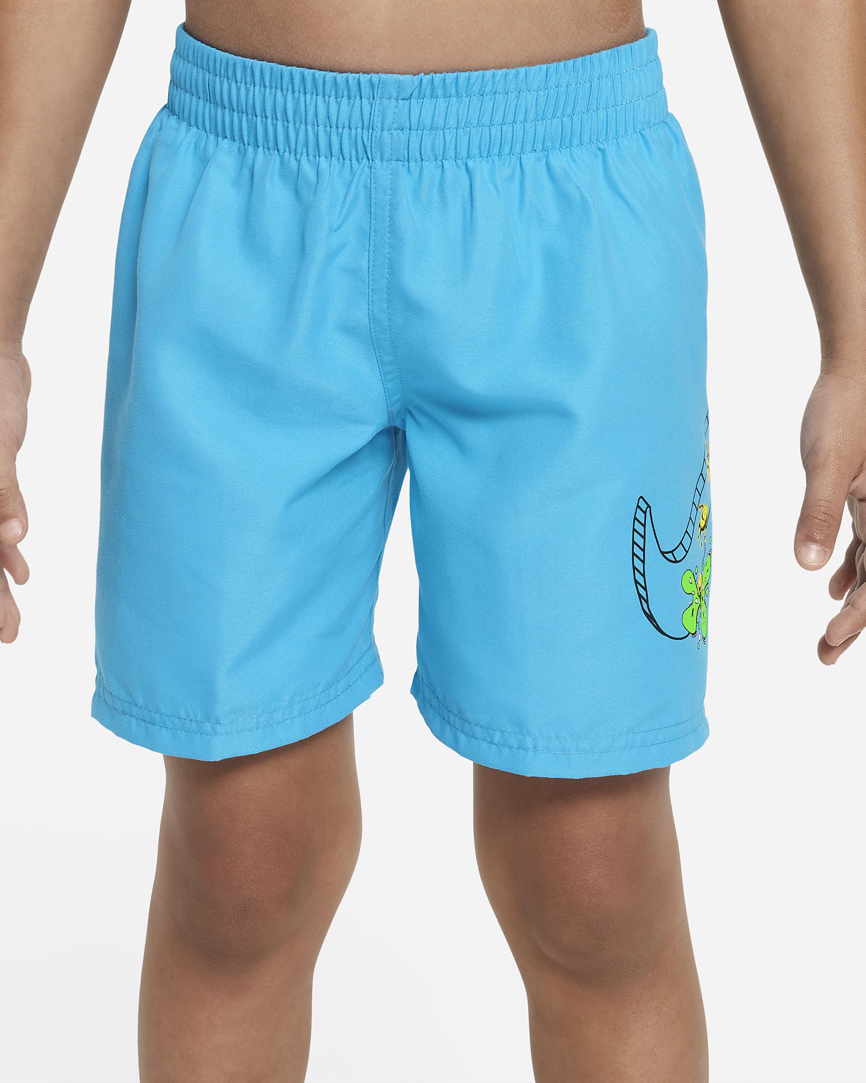 Traje de baño tipo short de vóleibol de 13 cm para niños talla pequeña - Azul relámpago