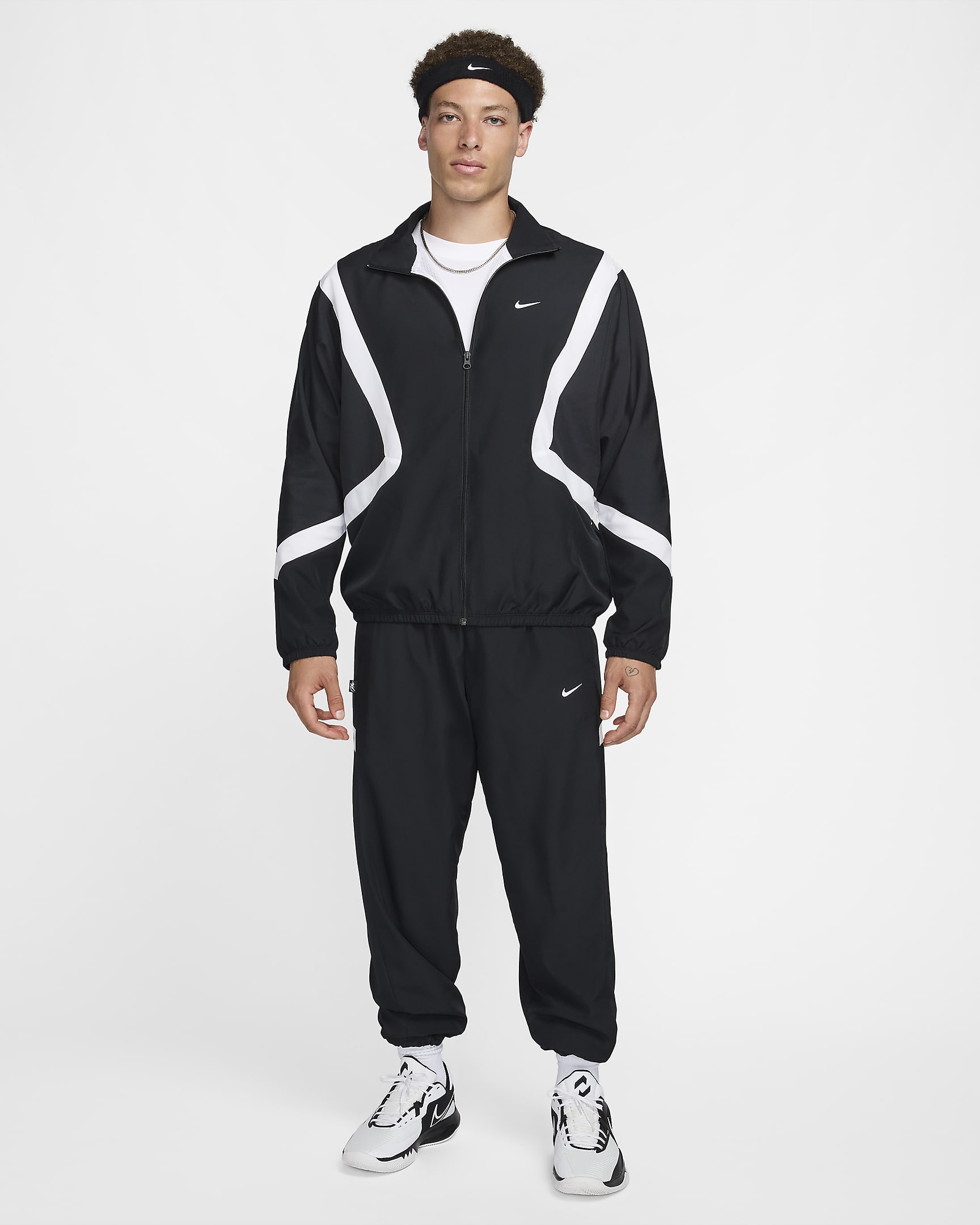 Nike Icon Men's Woven Basketball Jacket - Black/Black/White/White