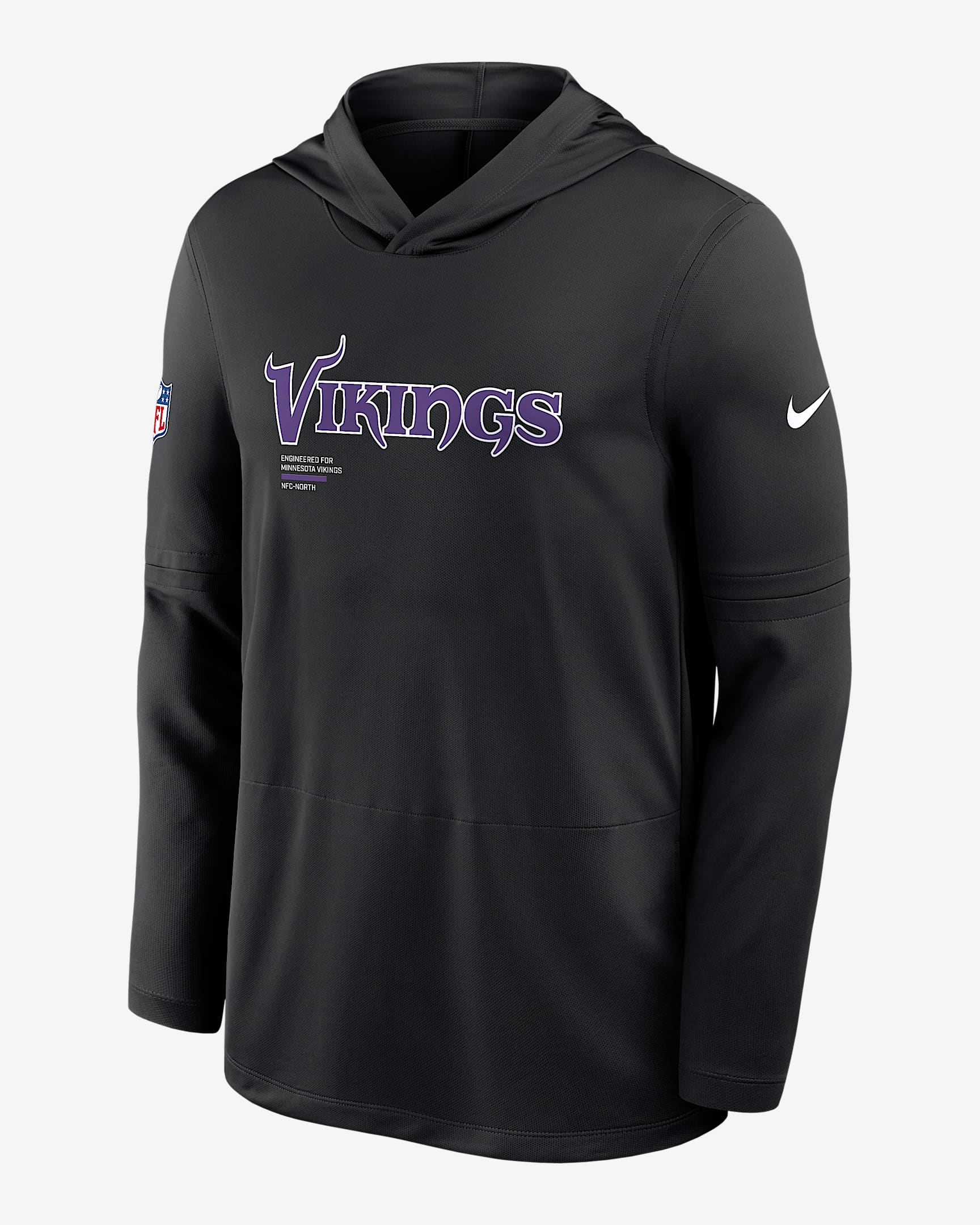 Minnesota Vikings Pure Fury Sideline Men's Nike Dri-FIT NFL Long-Sleeve Hooded Top - Black