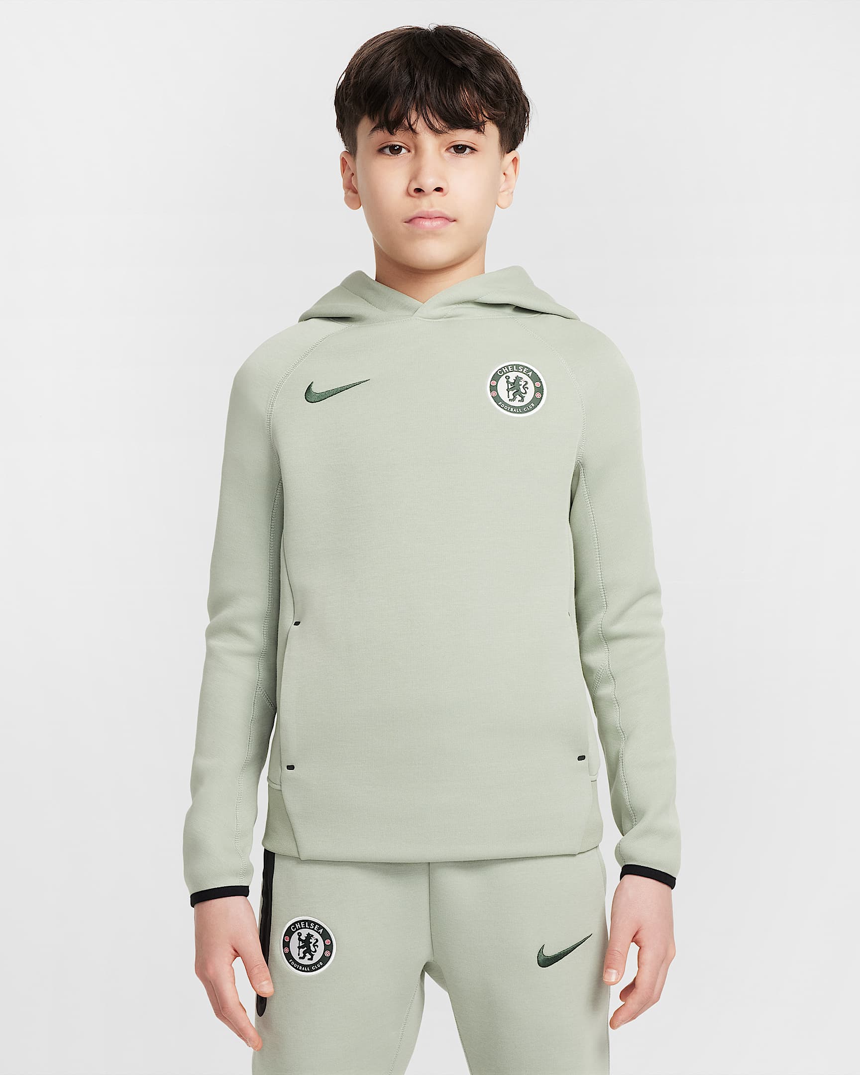 Chelsea F.C. Tech Older Kids' (Boys') Nike Football Fleece Pullover Hoodie - Jade Horizon/Galactic Jade