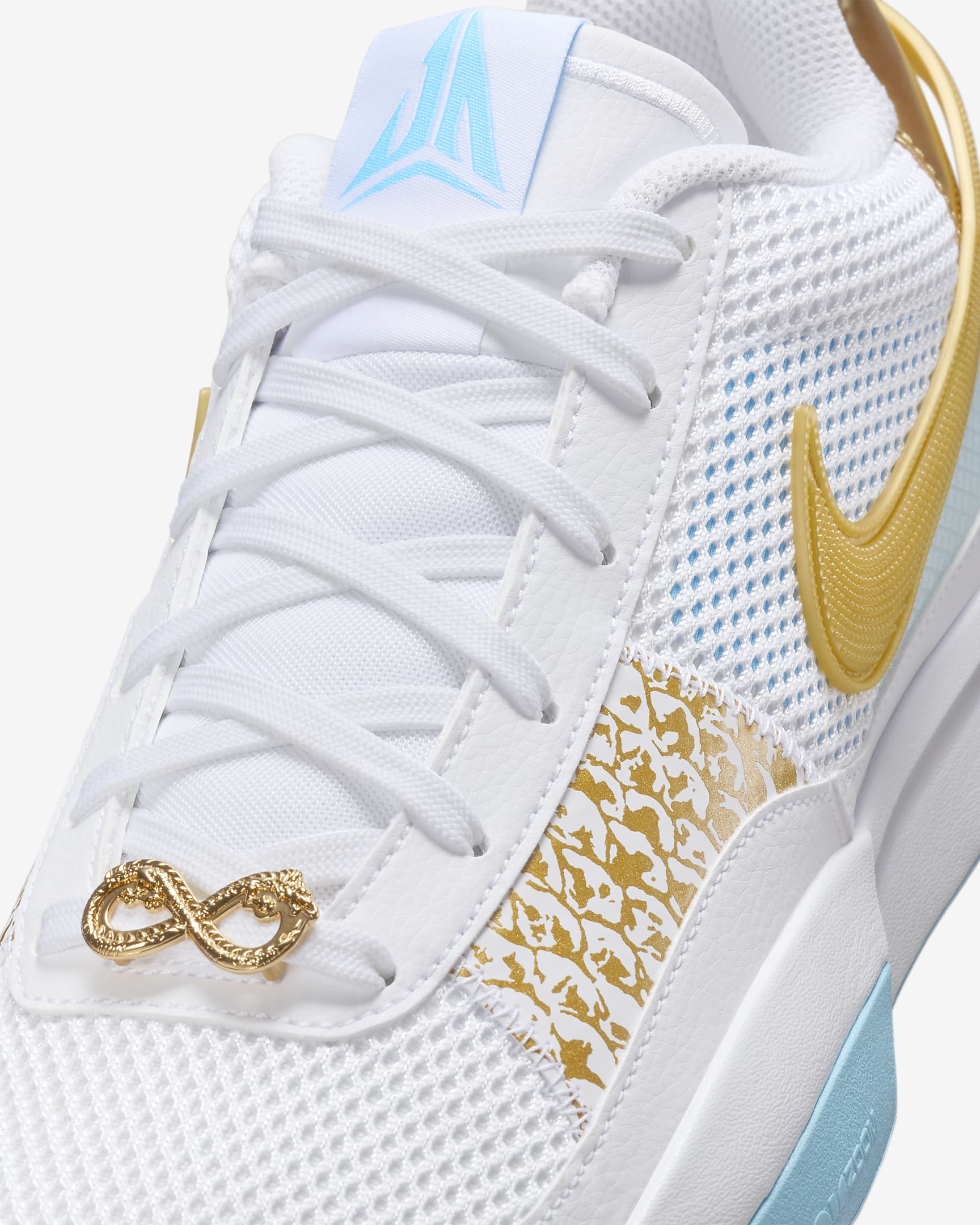 Ja 1 "Lunar New Year" Basketball Shoes - White/Aquarius Blue/Glacier Blue/Metallic Gold