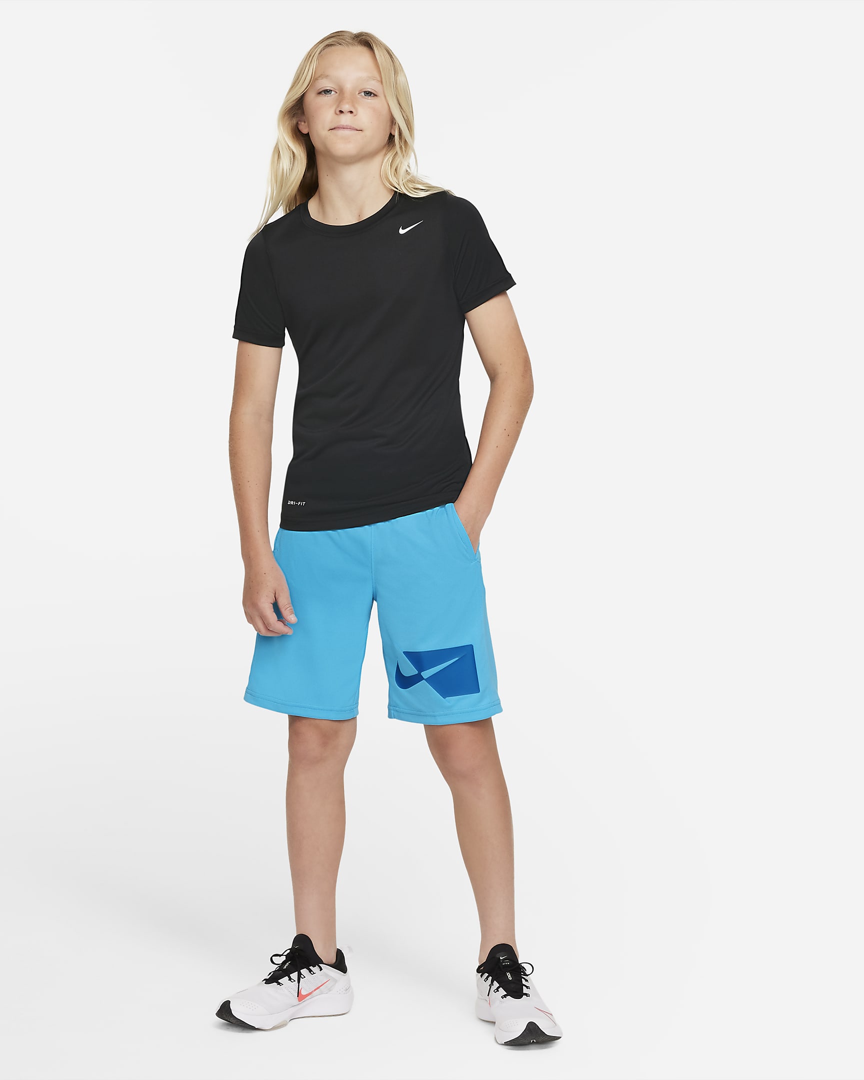 Nike Dri-FIT Big Kids' (Boys') Training Shorts - Chlorine Blue/Imperial Blue