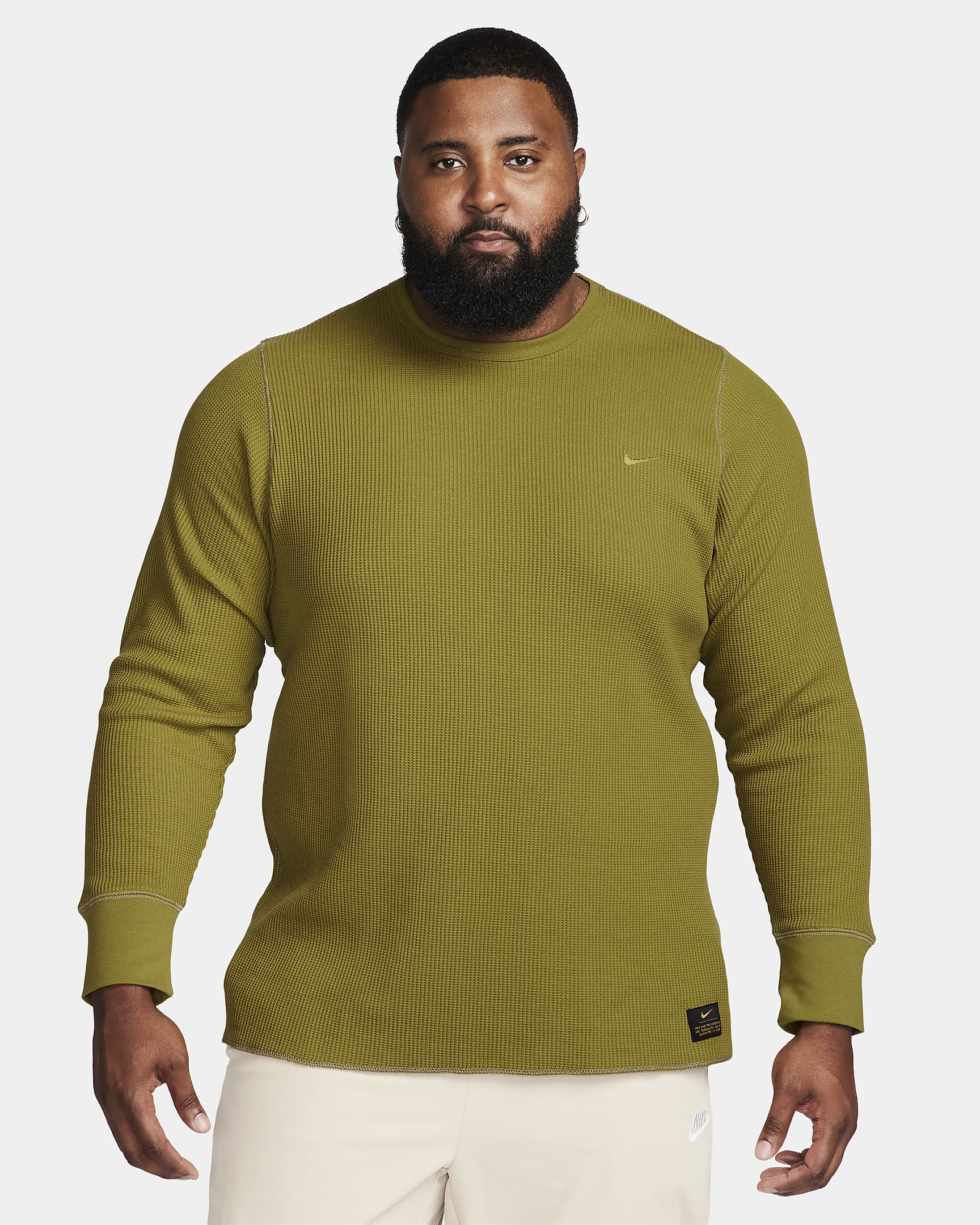 Nike Life langermet, tykk vaffelmønstret overdel til herre - Pacific Moss/Neutral Olive/Pacific Moss