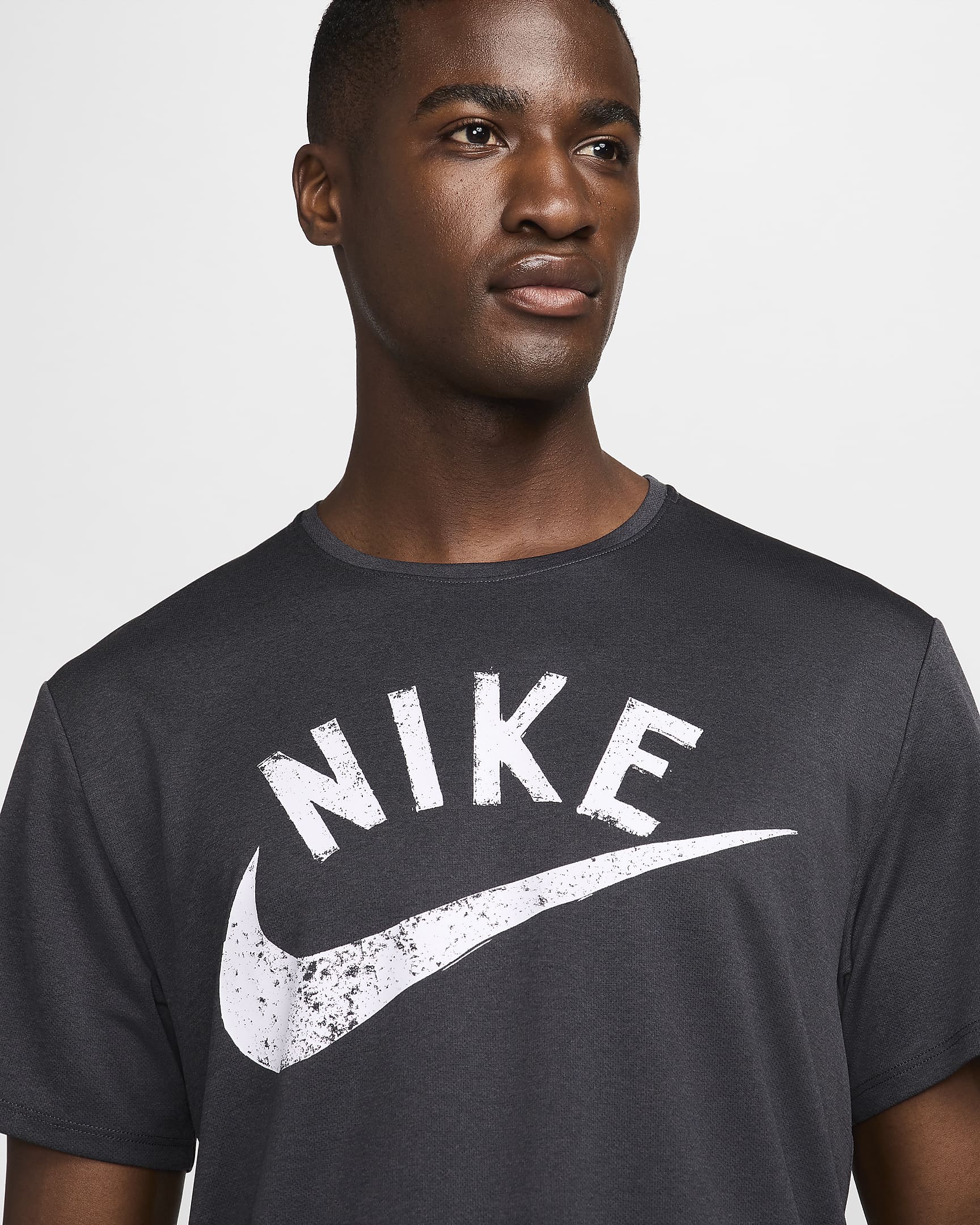 Nike Miler Men's Dri-FIT Short-Sleeve Running Top - Anthracite/Black/Heather/White