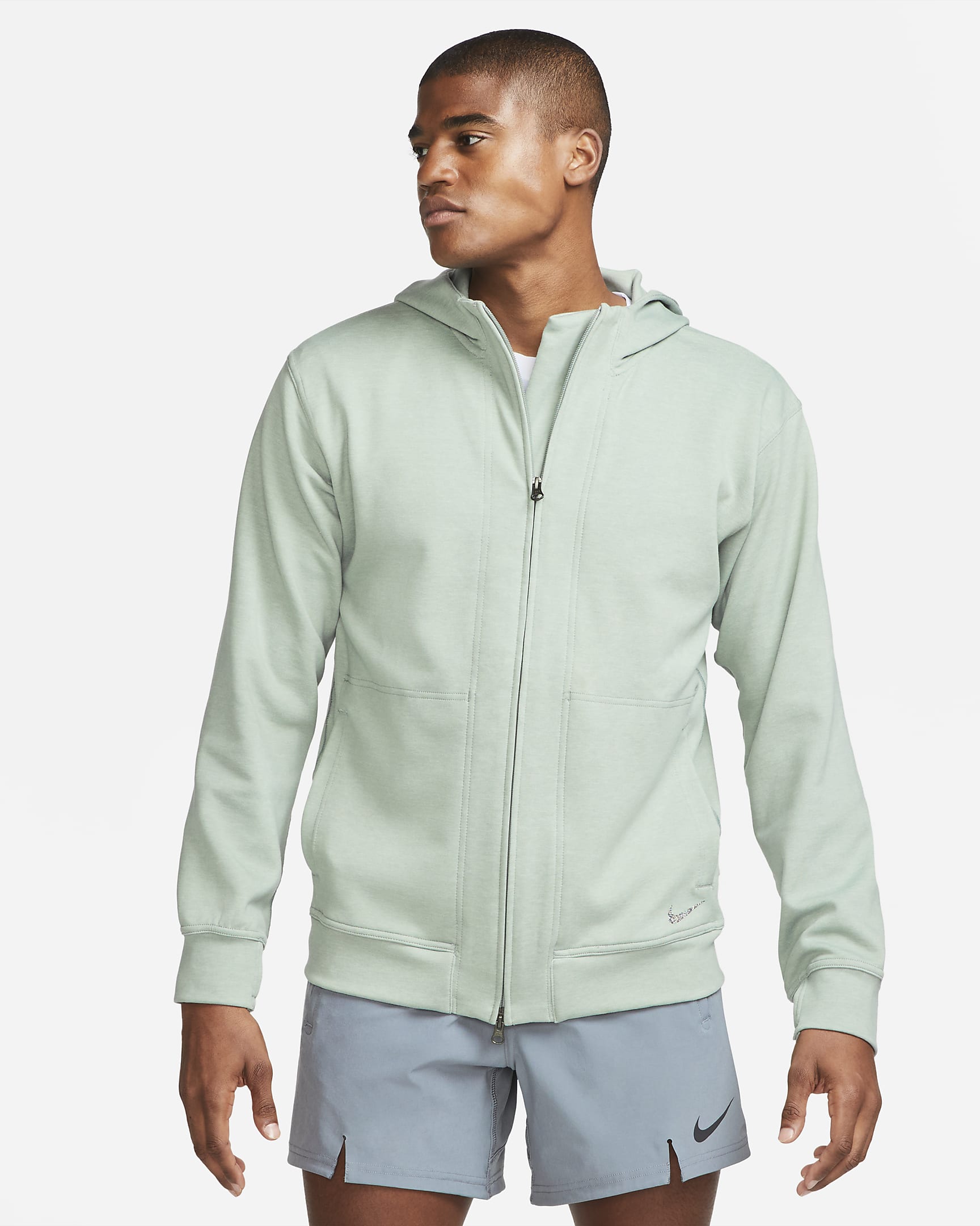 Nike Yoga Dri-FIT Men's Full-Zip Fleece Hoodie - Mica Green/Pure