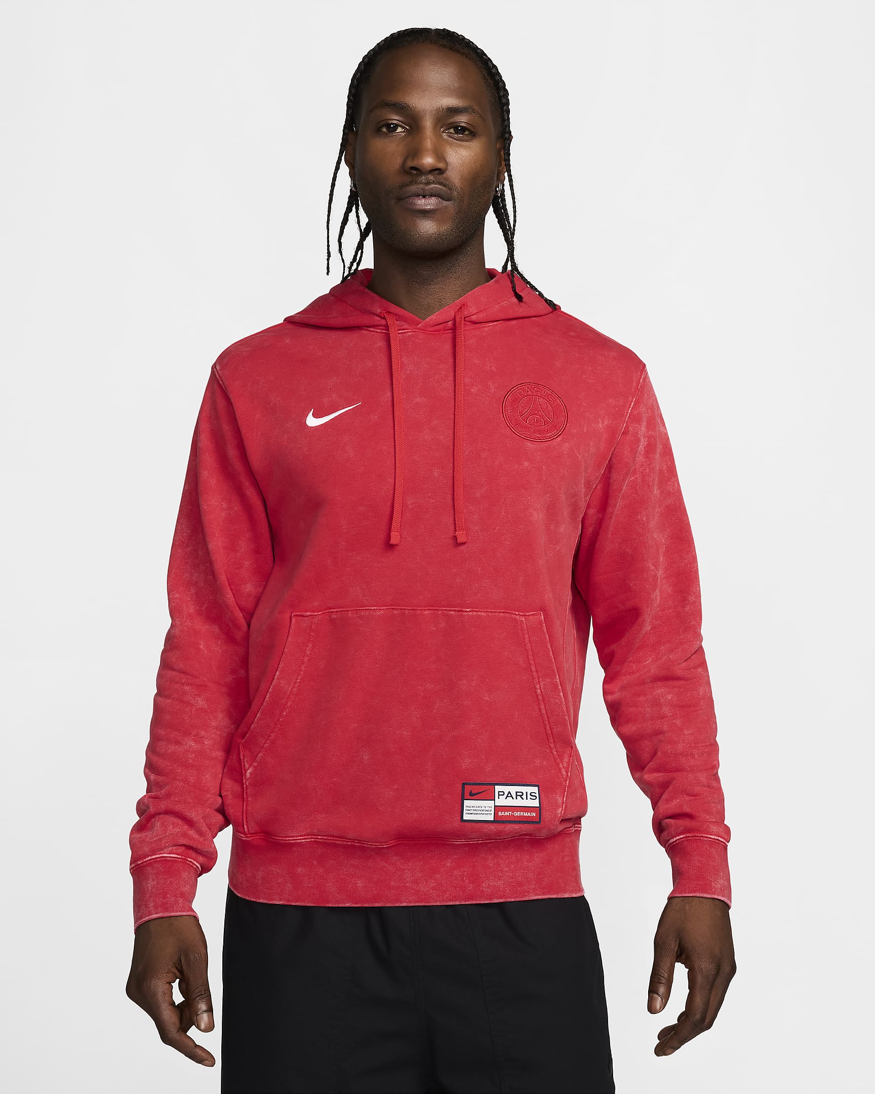 Paris Saint-Germain Club Men's Nike Soccer French Terry Pullover Hoodie - University Red/White