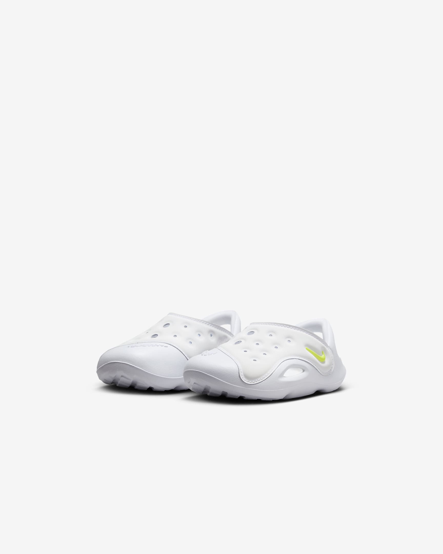 Badtoffla Nike Aqua Swoosh för baby/små barn - Vit/Pure Platinum/Volt