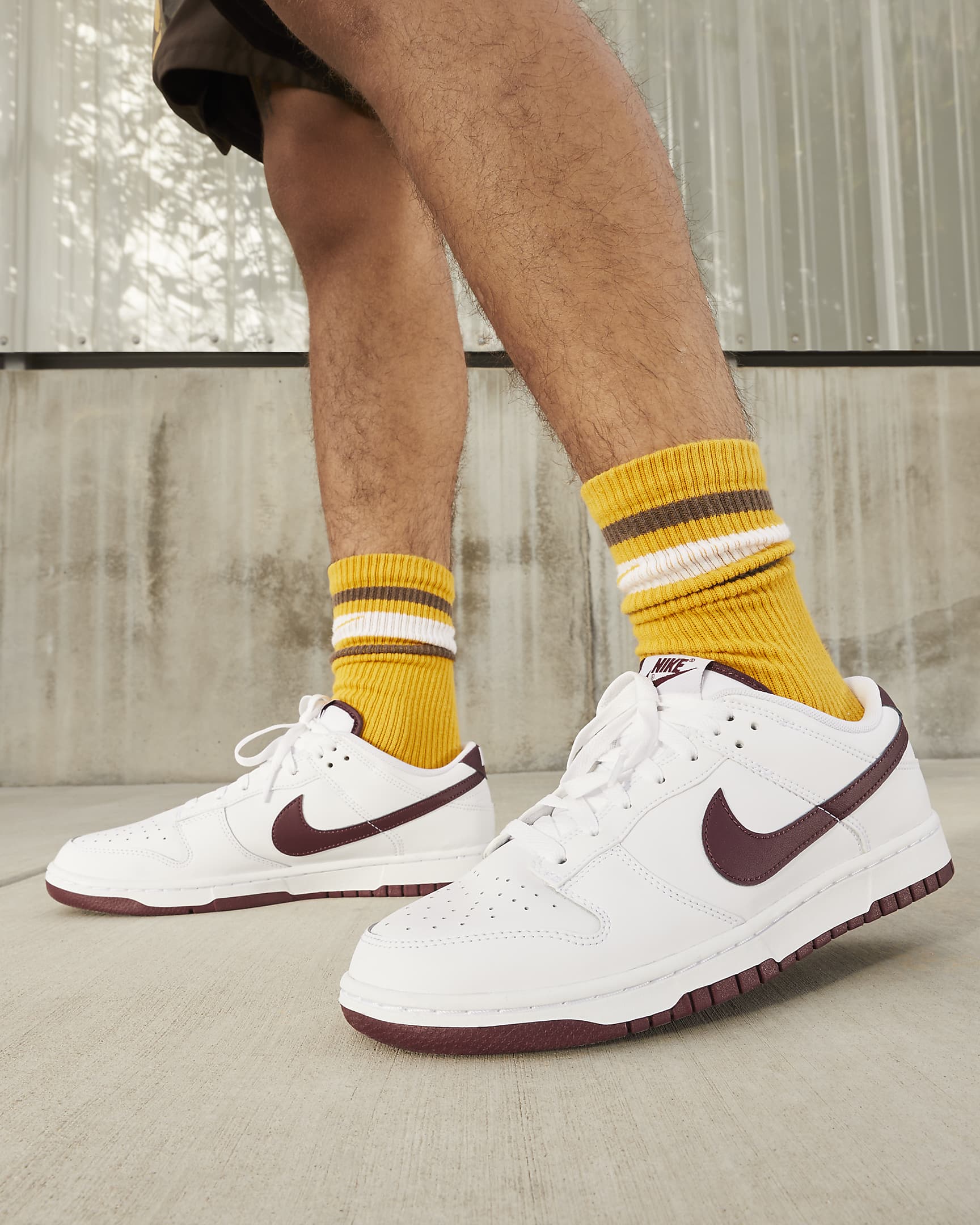 Nike Dunk Low Retro Men's Shoes - White/White/Night Maroon