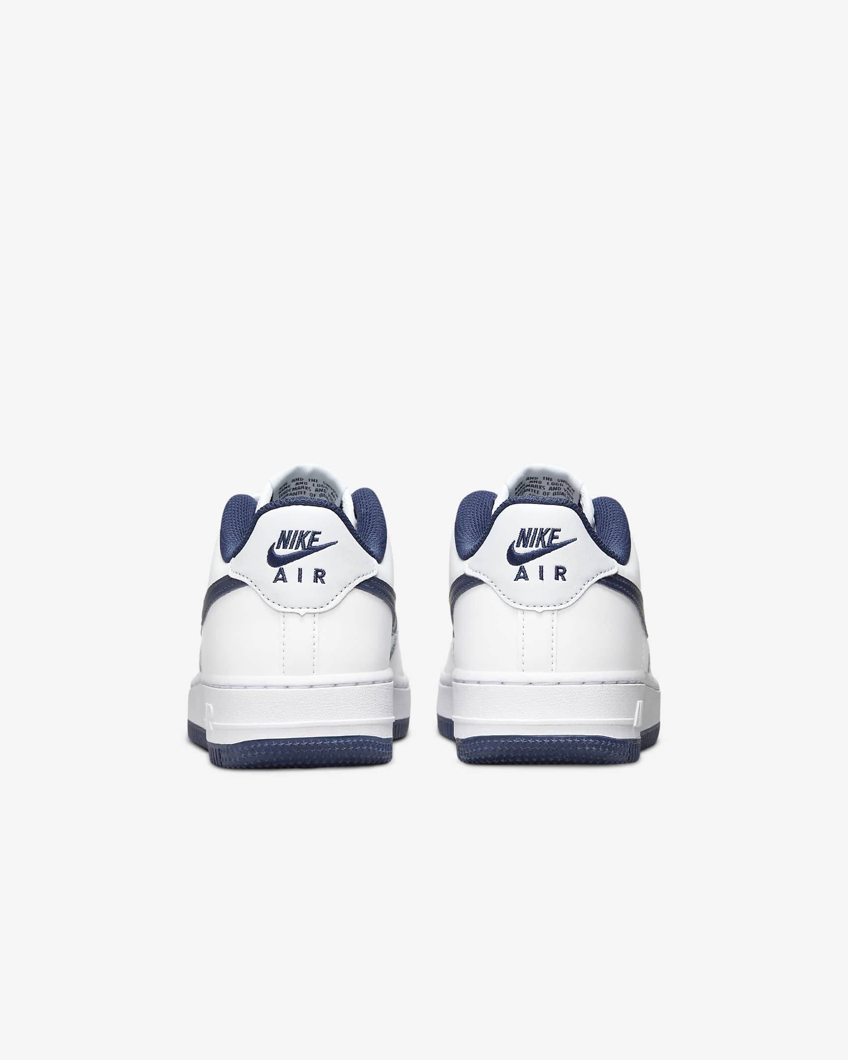 Tenis para niños grandes Nike Air Force 1 - Blanco/Gris fútbol/Azul marino medianoche