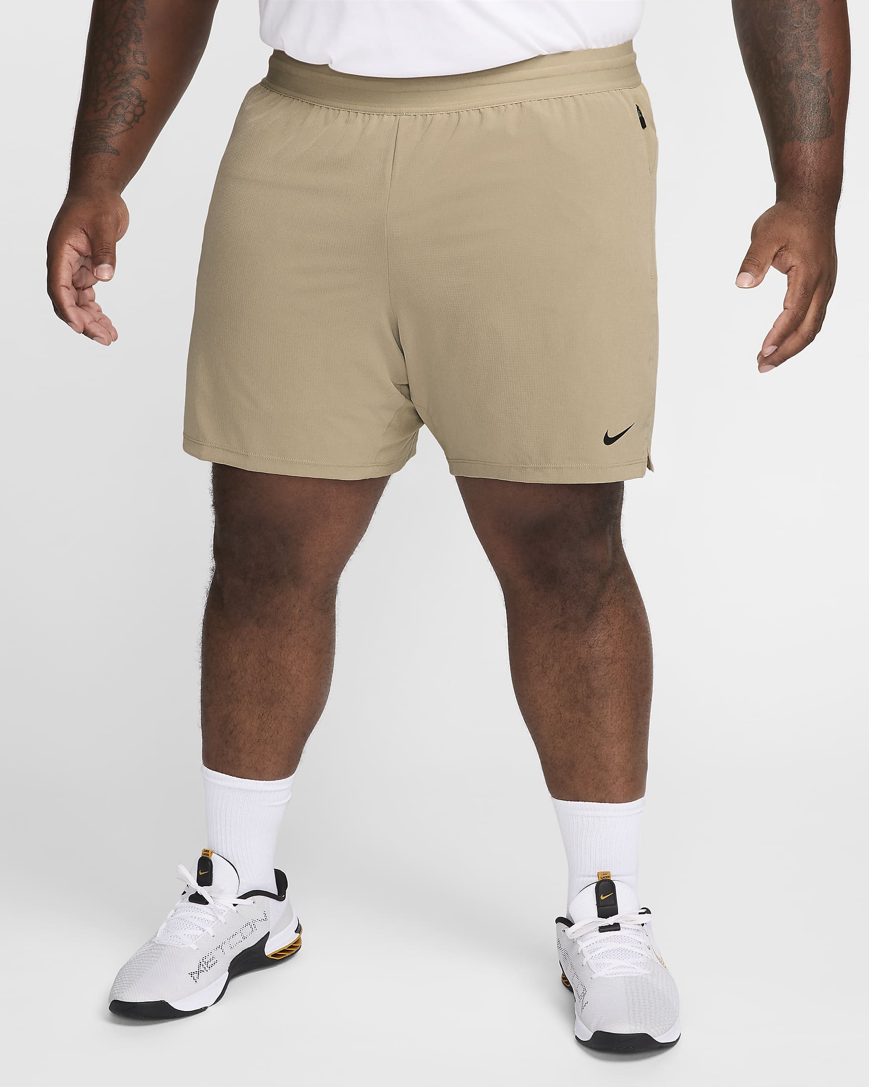 Męskie spodenki do fitnessu bez podszewki 18 cm Dri-FIT Nike Flex Rep 4.0 - Khaki/Czerń/Czerń