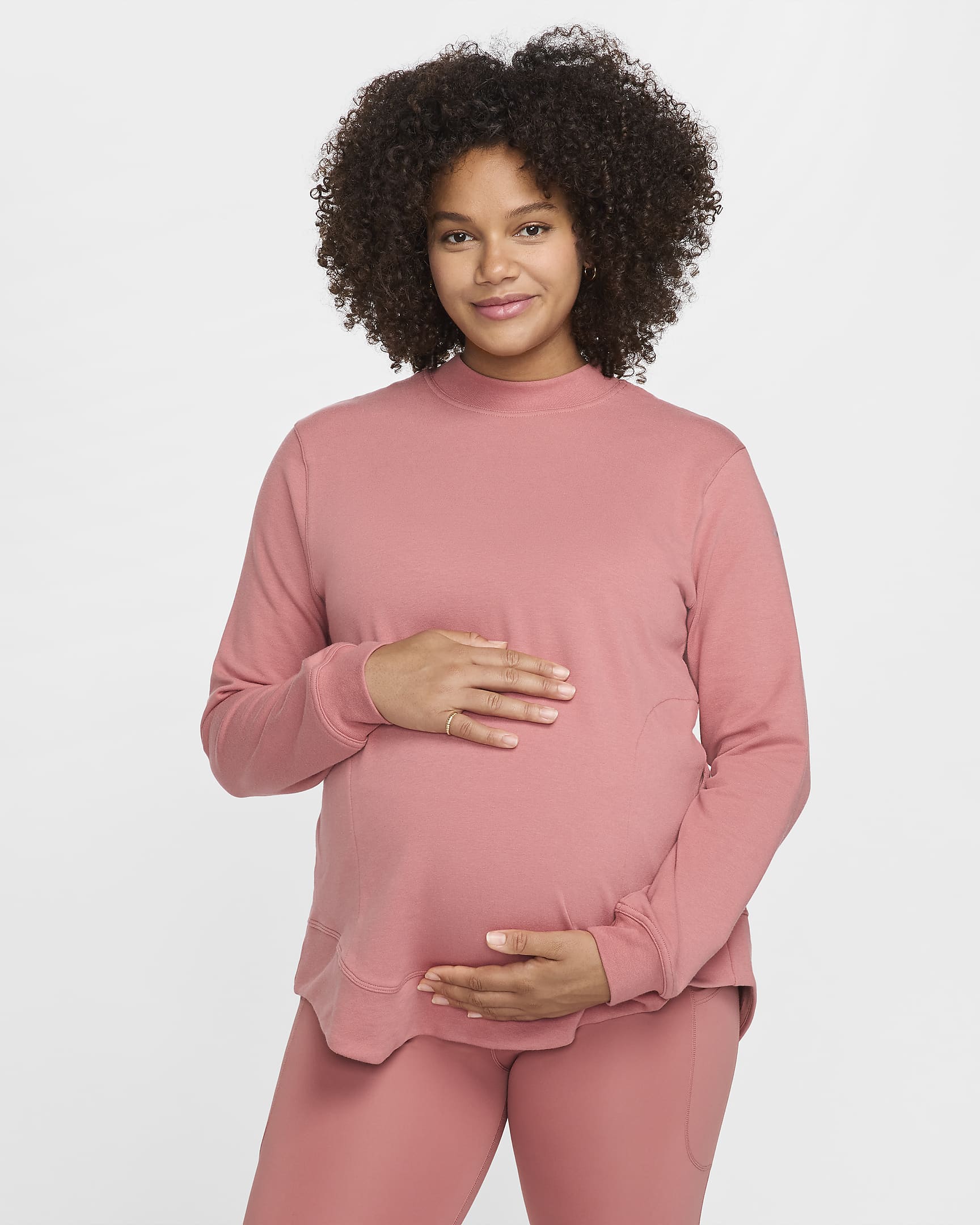 Sudadera reversible de tejido French Terry para mujer (Maternity) Nike (M) One - Rosa cañón