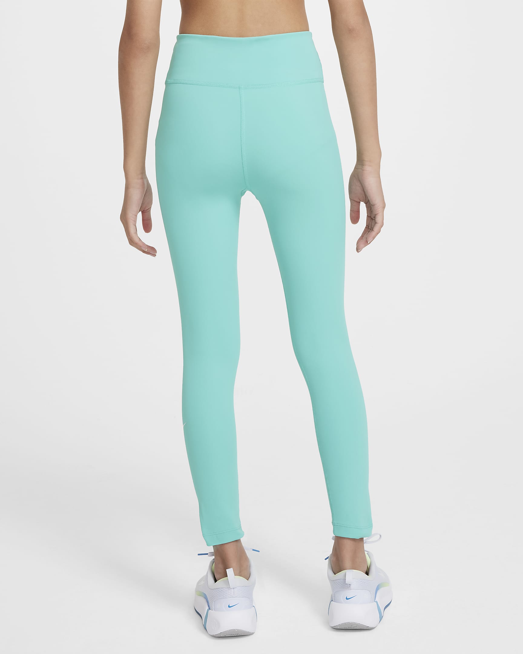 Nike One Big Kids' (Girls') Dri-FIT High-Waisted Leggings - Green Frost/White