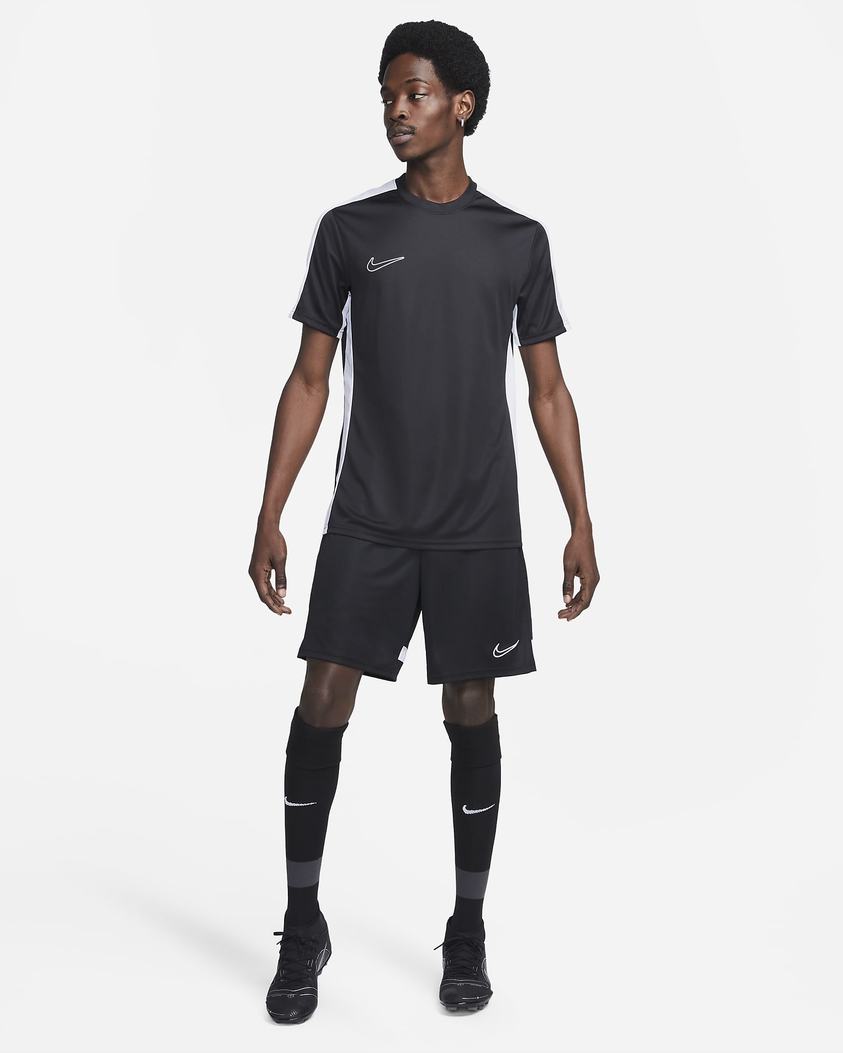 Nike Academy voetbaltop met Dri-FIT en korte mouwen voor heren - Zwart/Wit/Wit