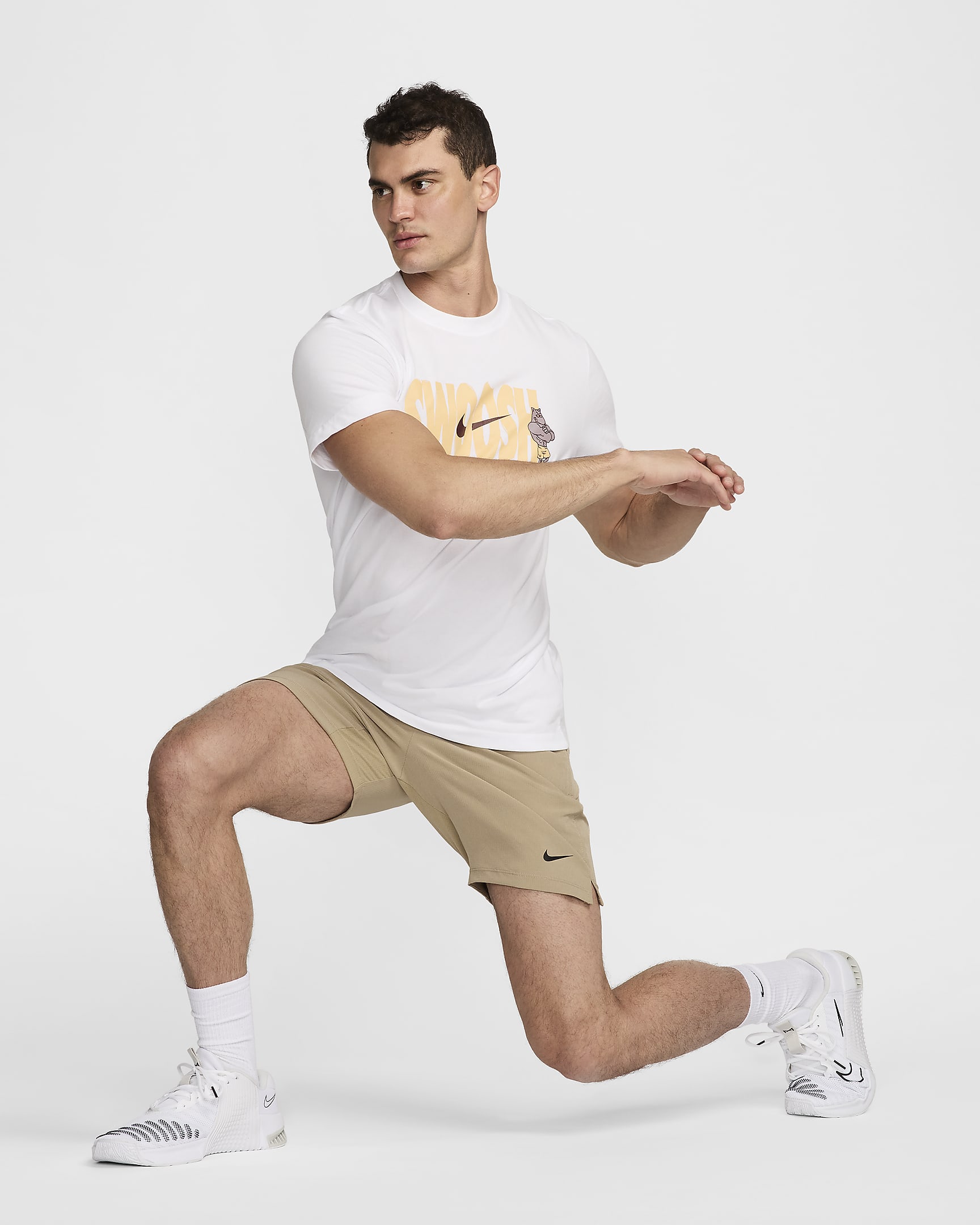 Ανδρικό σορτς Dri-FIT fitness χωρίς επένδυση Nike Flex Rep 4.0 18 cm - Khaki/Μαύρο/Μαύρο