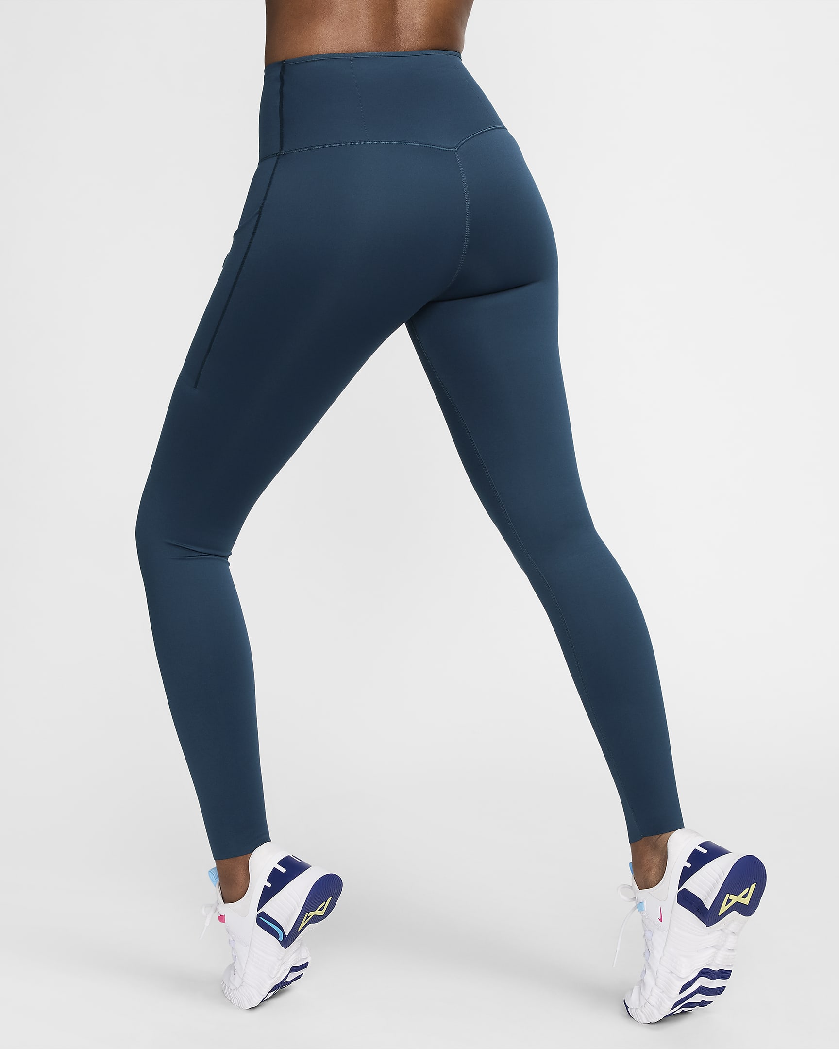 Leggings a todo o comprimento de cintura subida e suporte firme com bolsos Nike Go para mulher - Armory Navy/Preto