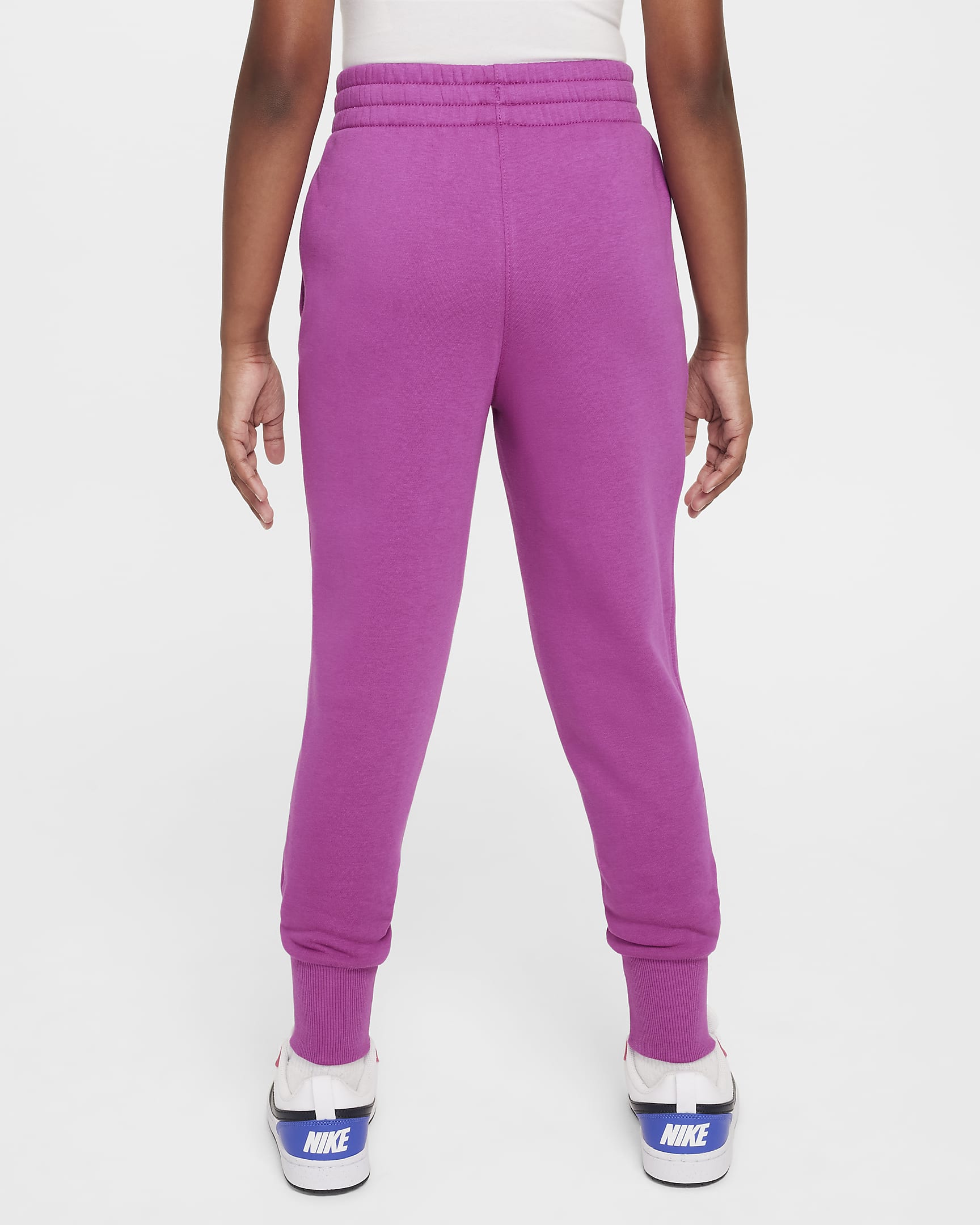 Nike Sportswear Club Fleece Older Kids' (Girls') High-Waisted Fitted Trousers - Hot Fuchsia/Hot Fuchsia/White