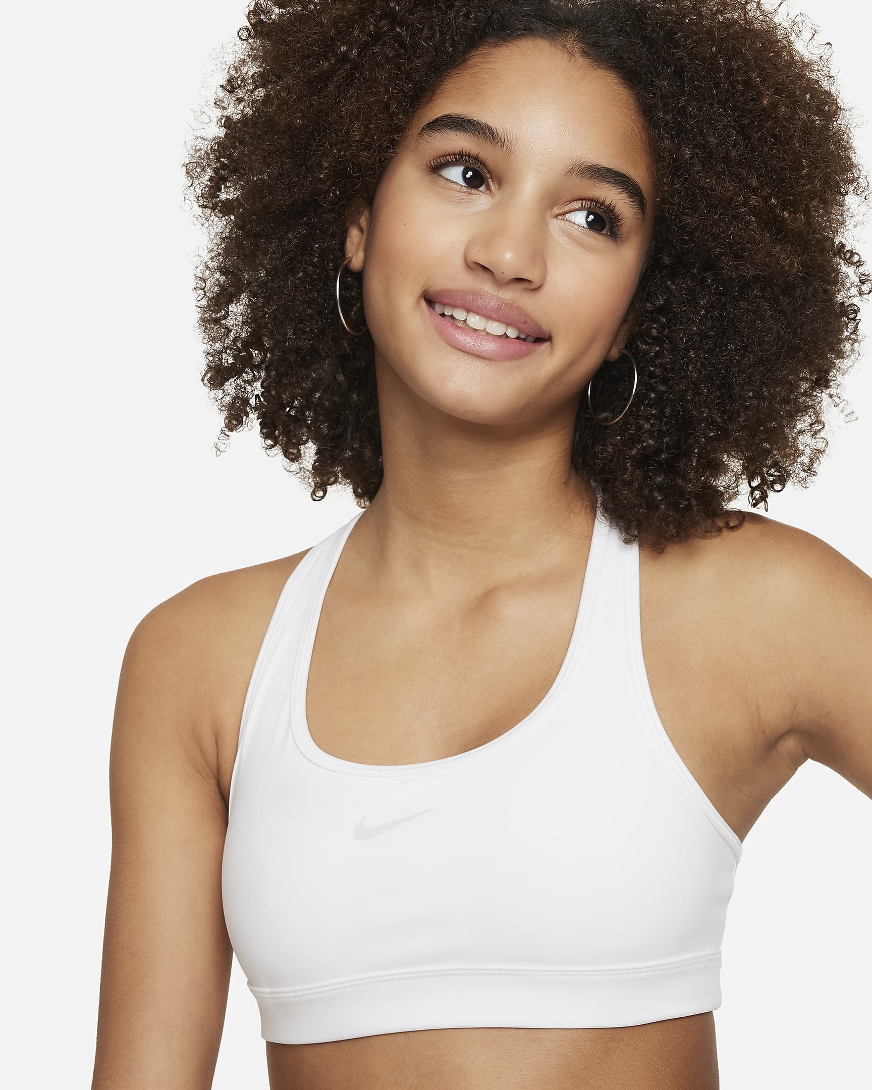 Brassière de sport Nike Swoosh pour Fille plus âgée - Blanc/Pure Platinum