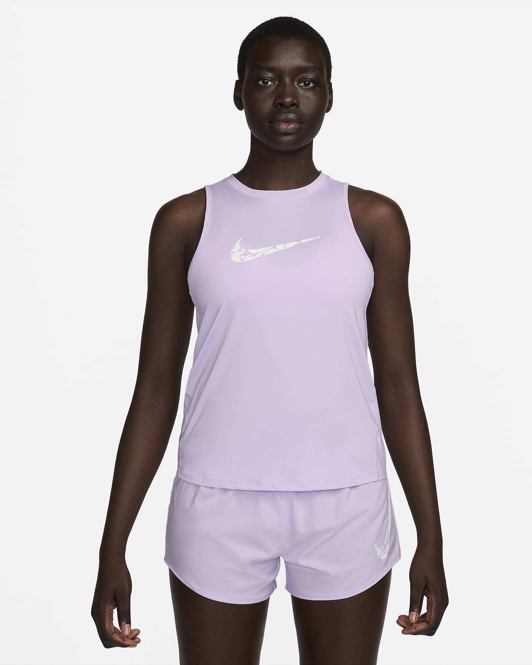 Nike One Women's Graphic Running Tank Top - Lilac Bloom/White