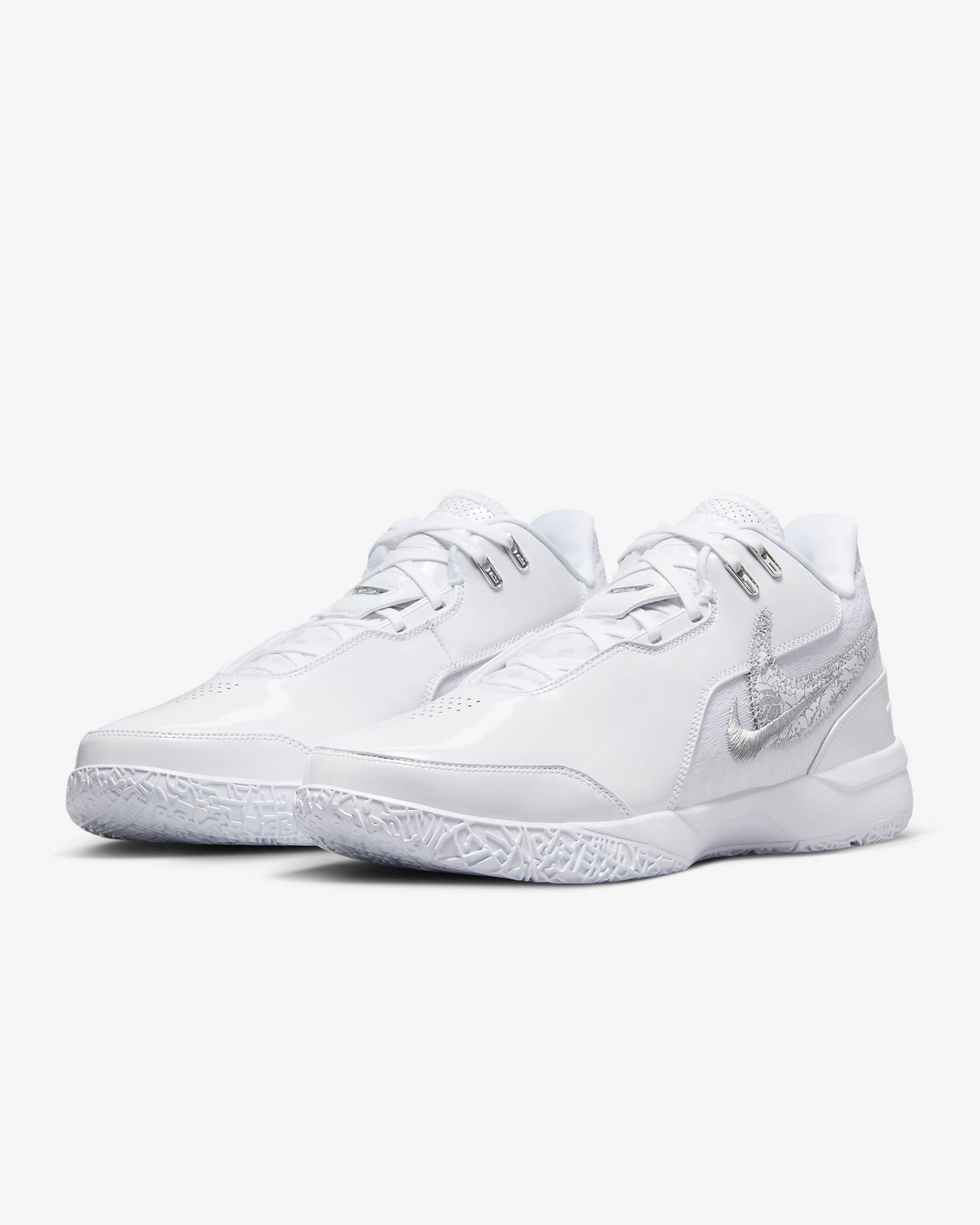 LeBron NXXT Gen AMPD Basketball Shoes - White/Metallic Silver/Light Smoke Grey
