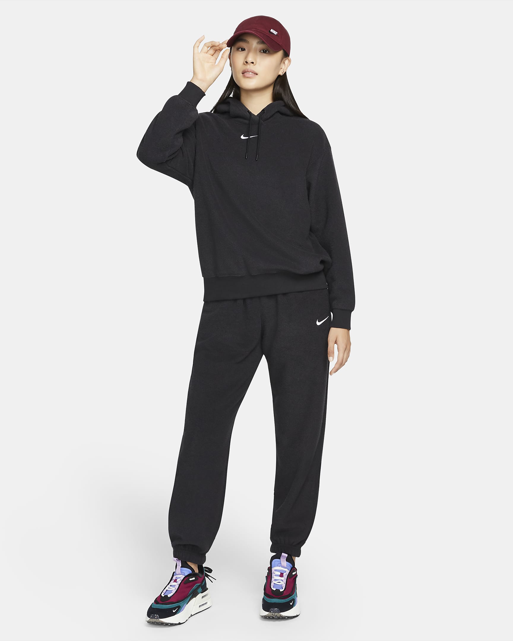 Nike Sportswear Essentials Women's Plush Hoodie - Black/White