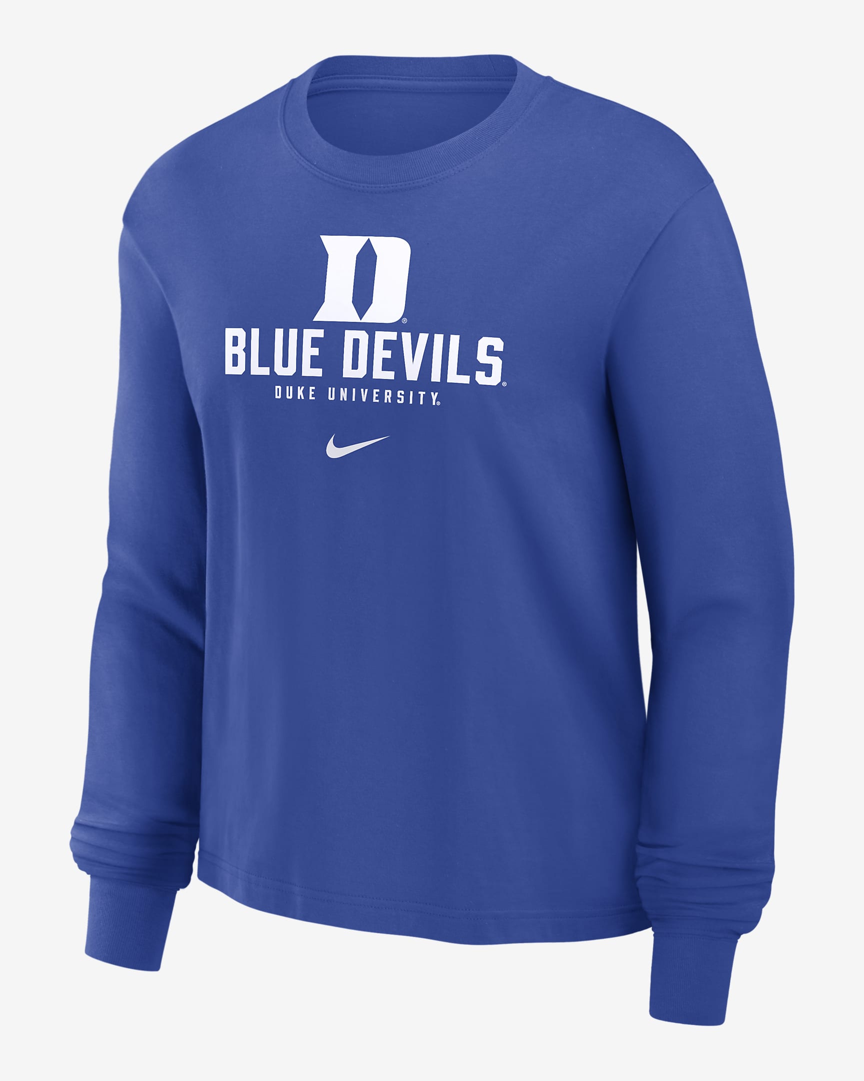 Duke Blue Devils Primetime University Boxy Women's Nike College Long-Sleeve T-Shirt - Game Royal