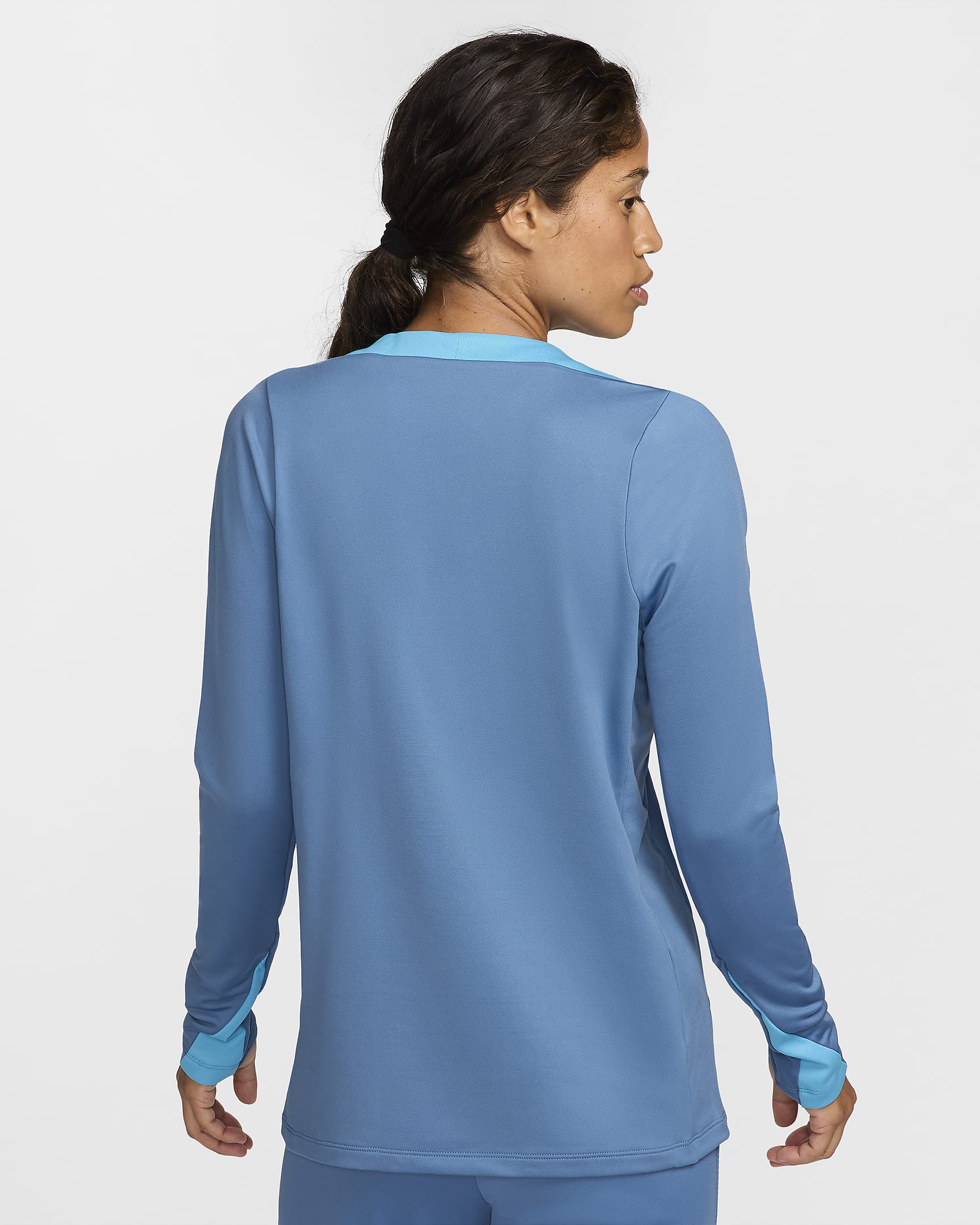 Nike Strike Dri-FIT-Fußballoberteil mit Rundhalsausschnitt für Damen - Aegean Storm/Baltic Blue/Weiß