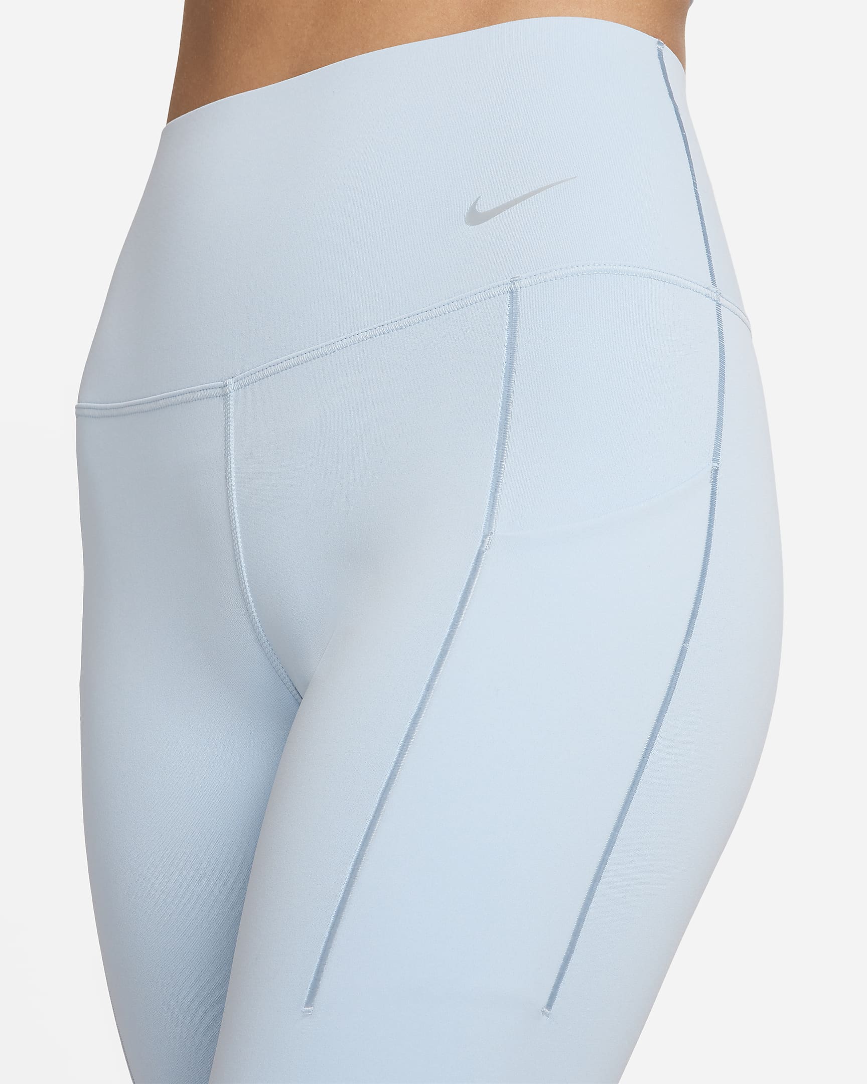 Nike Universa Women's Medium-Support High-Waisted 7/8 Leggings with Pockets - Light Armory Blue/Black