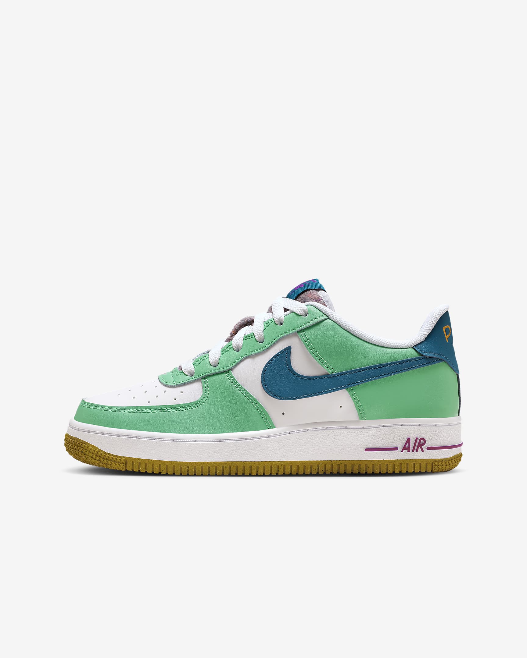 Nike Air Force 1 LV8 Big Kids' Shoes - White/Spring Green/Hyper Violet/Green Abyss