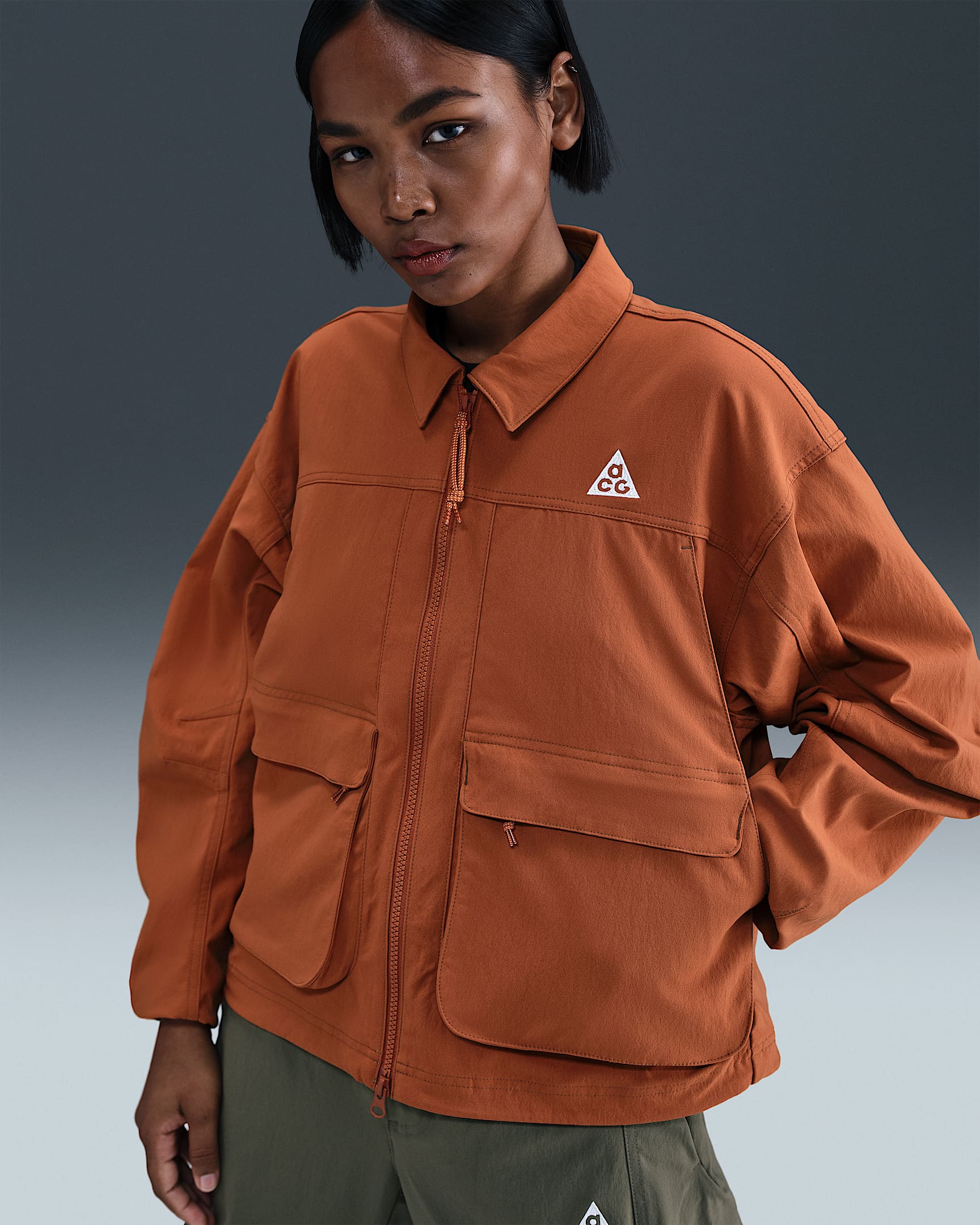 Nike Sportswear "Smith Summit" Women's UV-Resistant Jacket - Dark Russet/Mosswood Brown/Marrakesh/Summit White
