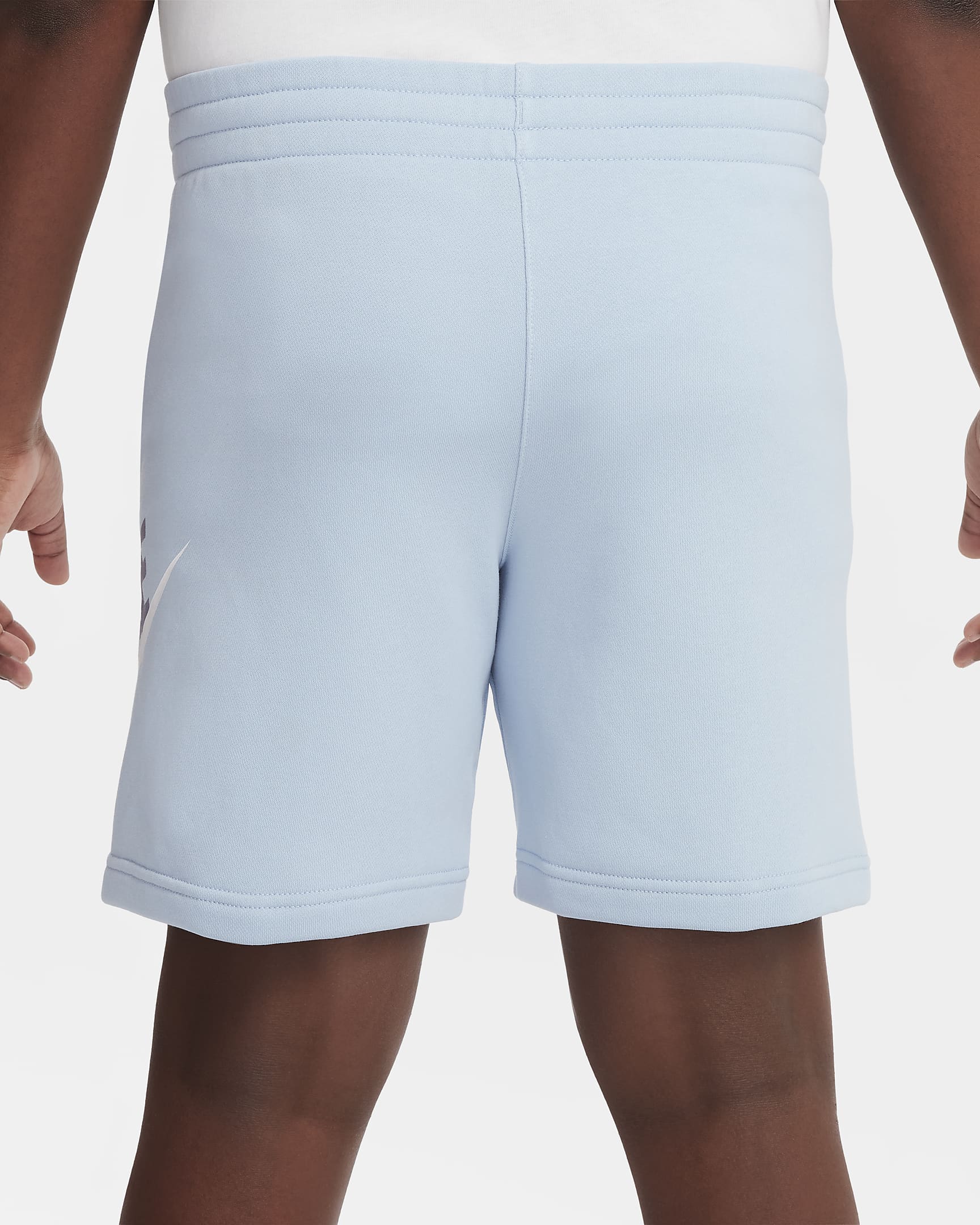 Nike Sportswear Club Fleece frottéshorts til store barn (utvidet størrelse) - Light Armory Blue/Hvit/Ashen Slate