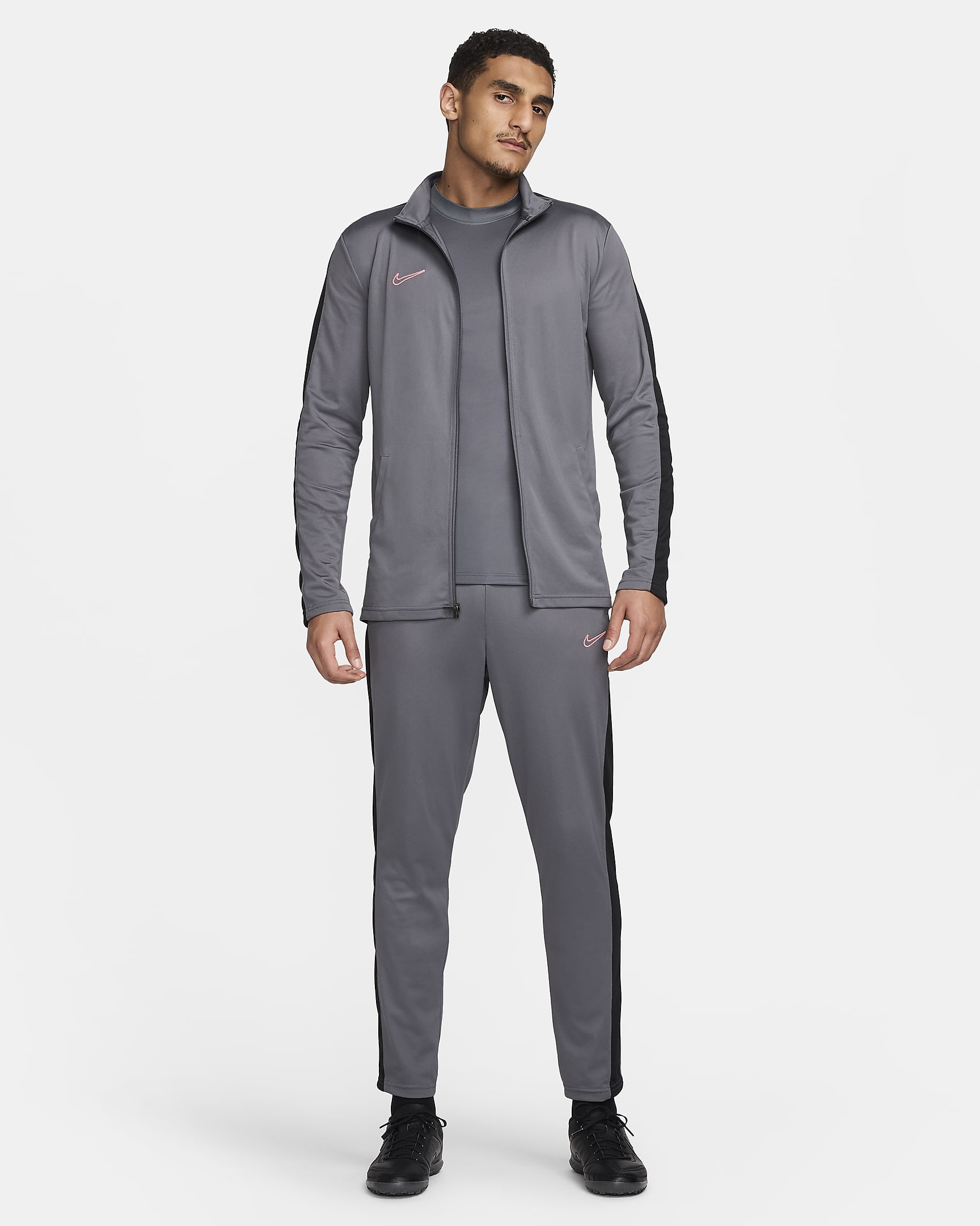 Fotbollstracksuit Nike Academy Dri-FIT för män - Iron Grey/Svart/Sunset Pulse