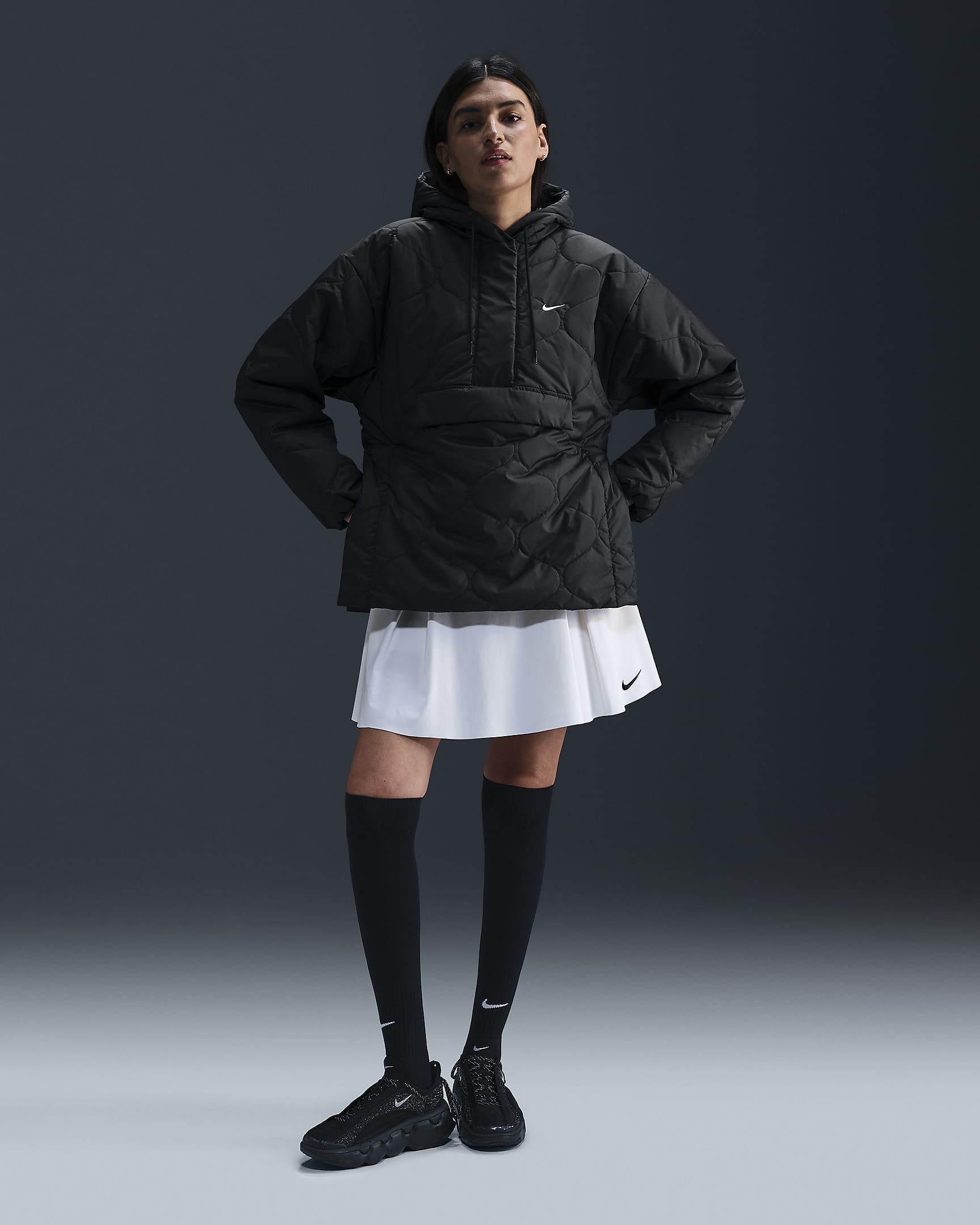 Nike Sportswear Essential Women's Quilted Anorak Jacket - Black/White