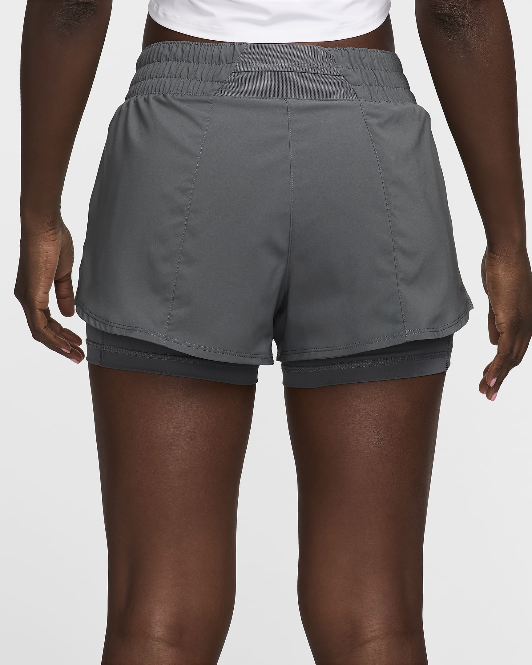 Nike One Women's Dri-FIT Mid-Rise 8cm (approx.) 2-in-1 Shorts - Iron Grey