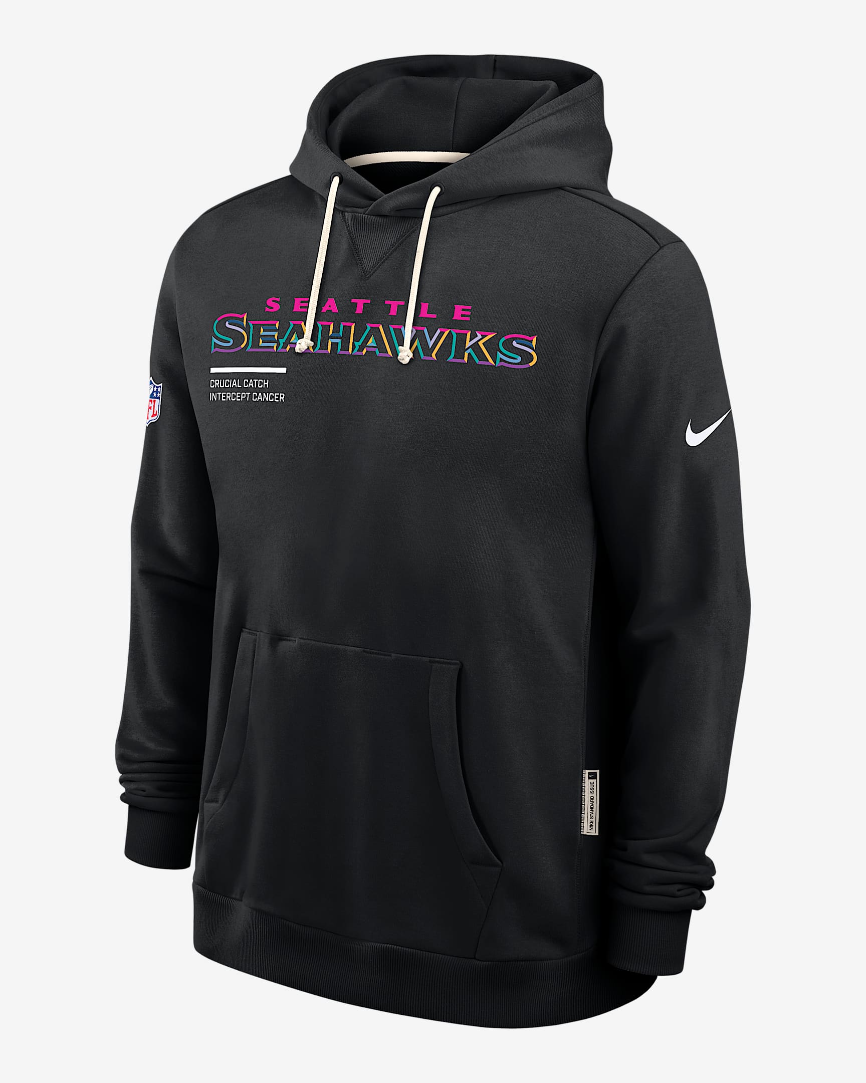 Seattle Seahawks Crucial Catch Sideline Men's Nike Dri-FIT NFL Pullover Hoodie - Black