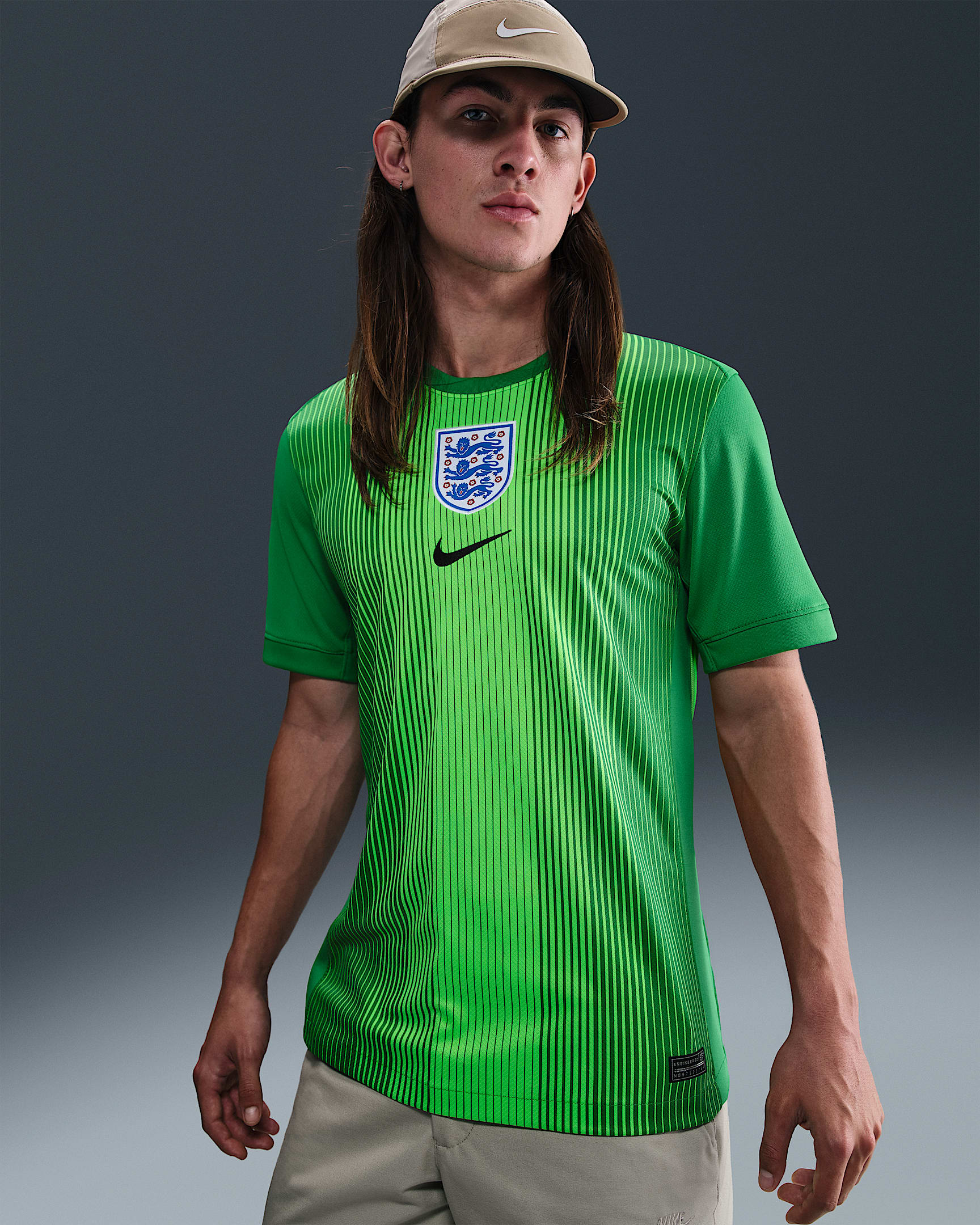 England 2025/26 Stadium Goalkeeper Men's Nike Dri-FIT Football Replica Short-Sleeve Shirt - Lucky Green/Green Strike/Black
