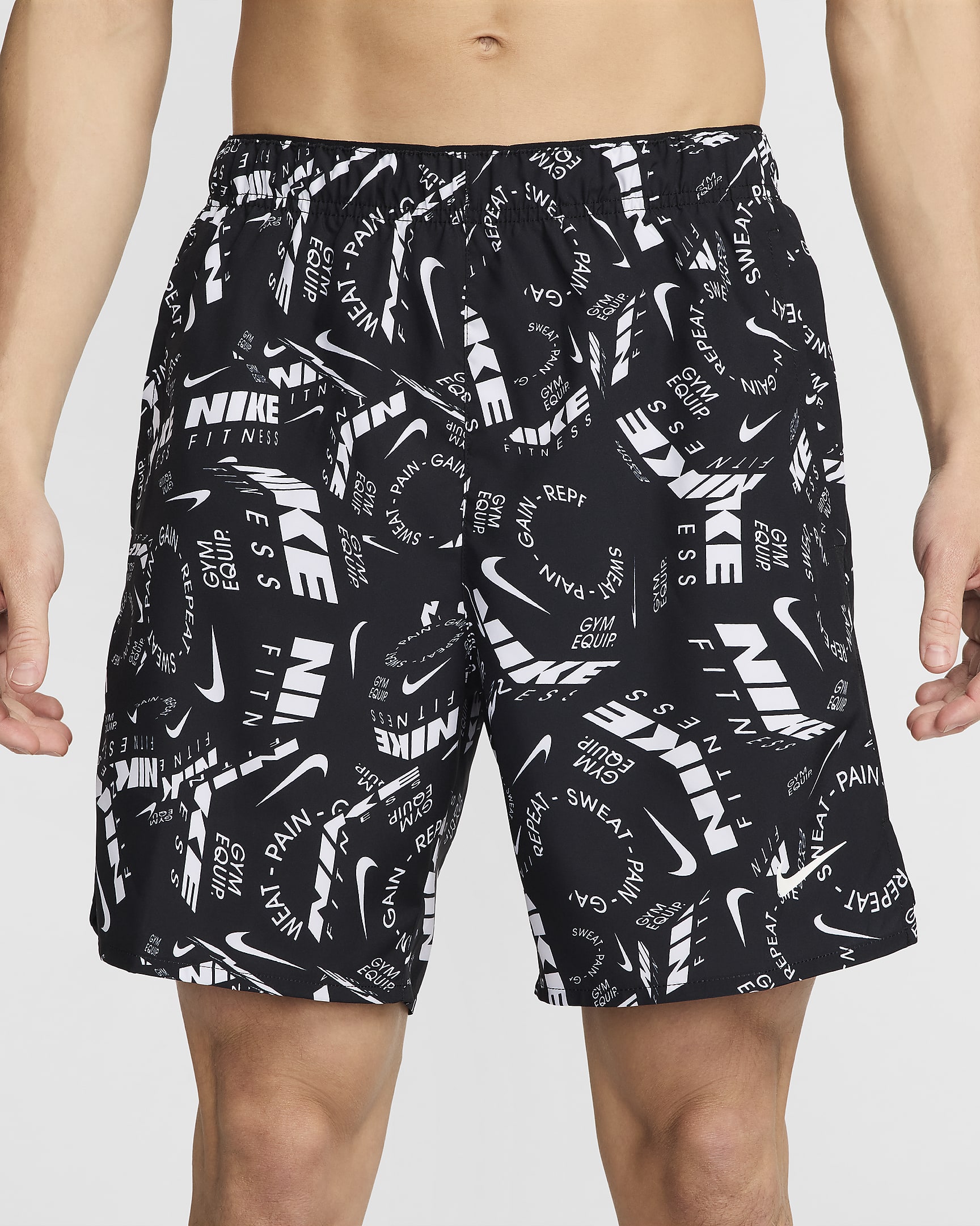 Nike Challenger Men's 18cm (approx.) Dri-FIT Unlined Versatile Shorts - Black/White/Black/White