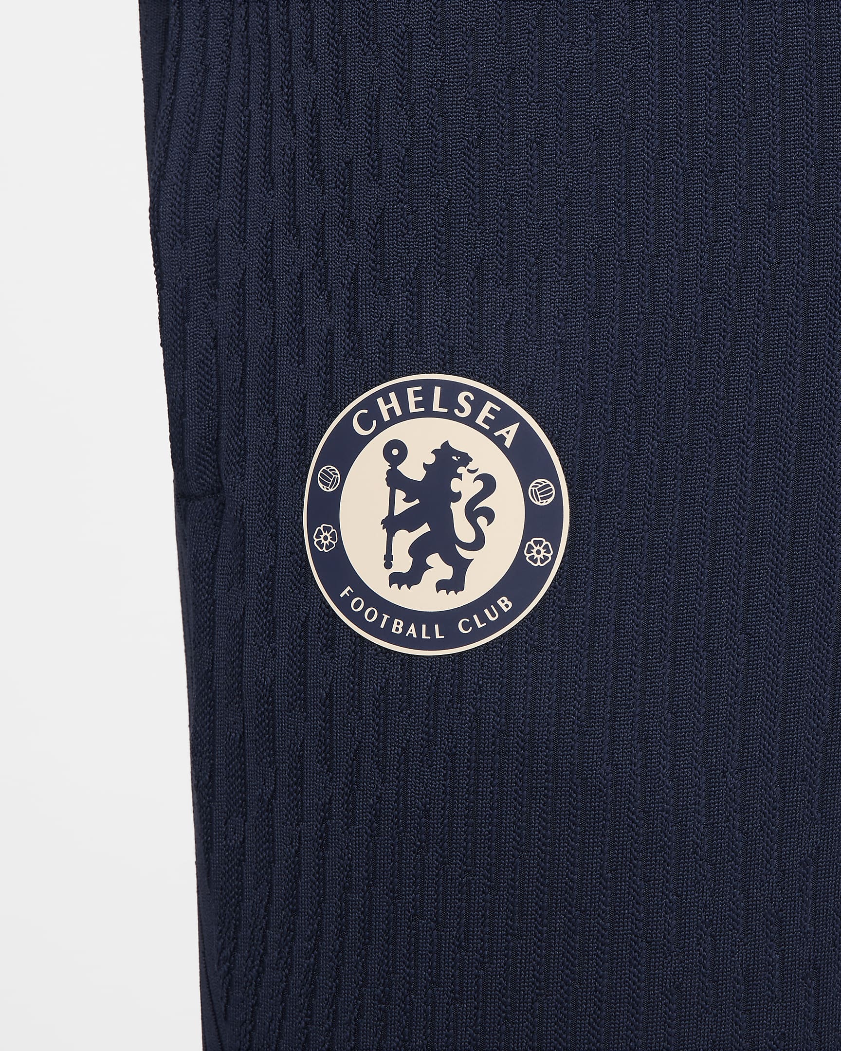 Chelsea FC Strike Elite Nike Dri-FIT ADV strikket fotballbukse til herre - Obsidian/Light Photo Blue/Guava Ice